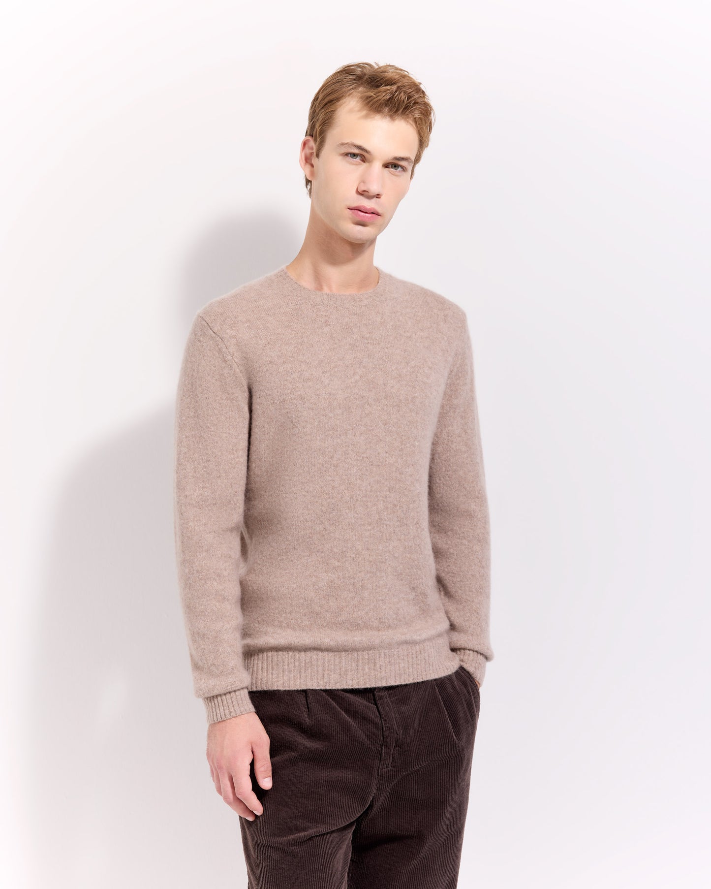 Girocollo garzato cashmere seta grigio