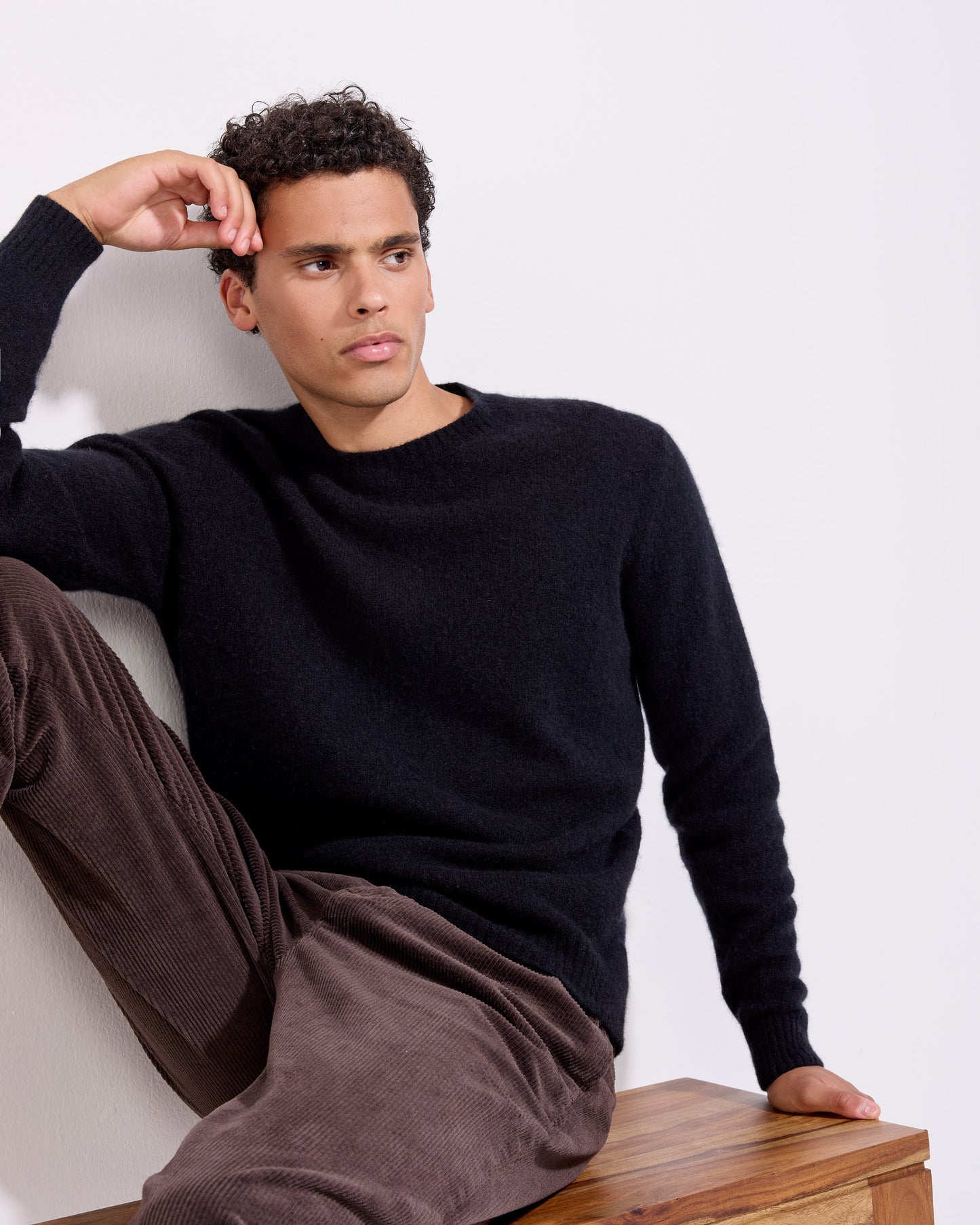 Girocollo garzato cashmere seta nero