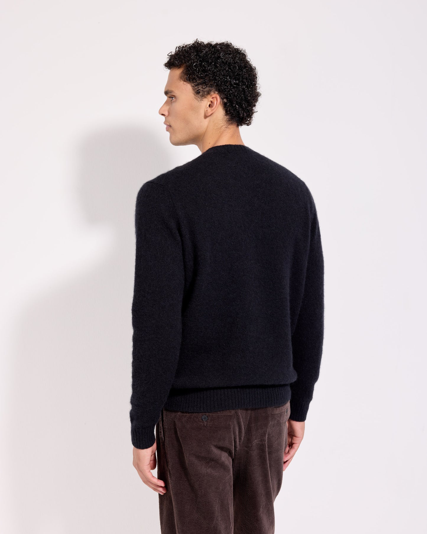 Girocollo garzato cashmere seta nero