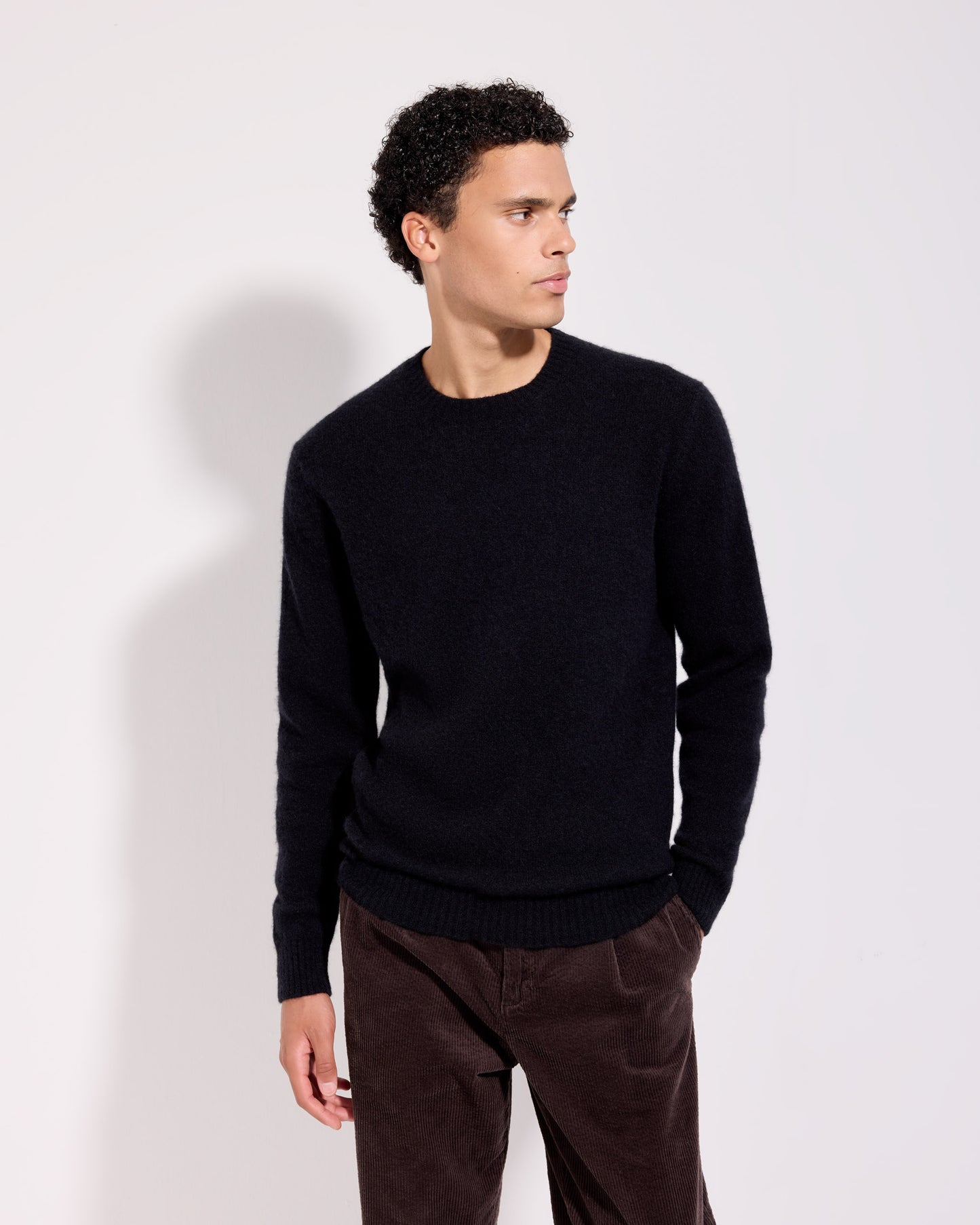 Girocollo garzato cashmere seta nero