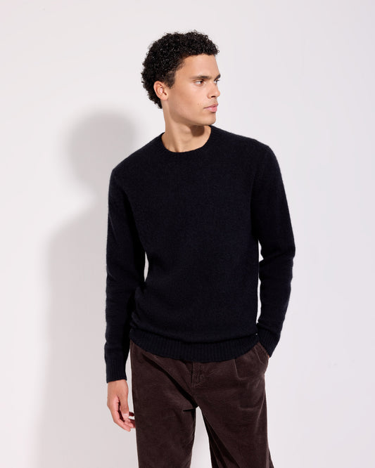 Girocollo garzato cashmere seta nero