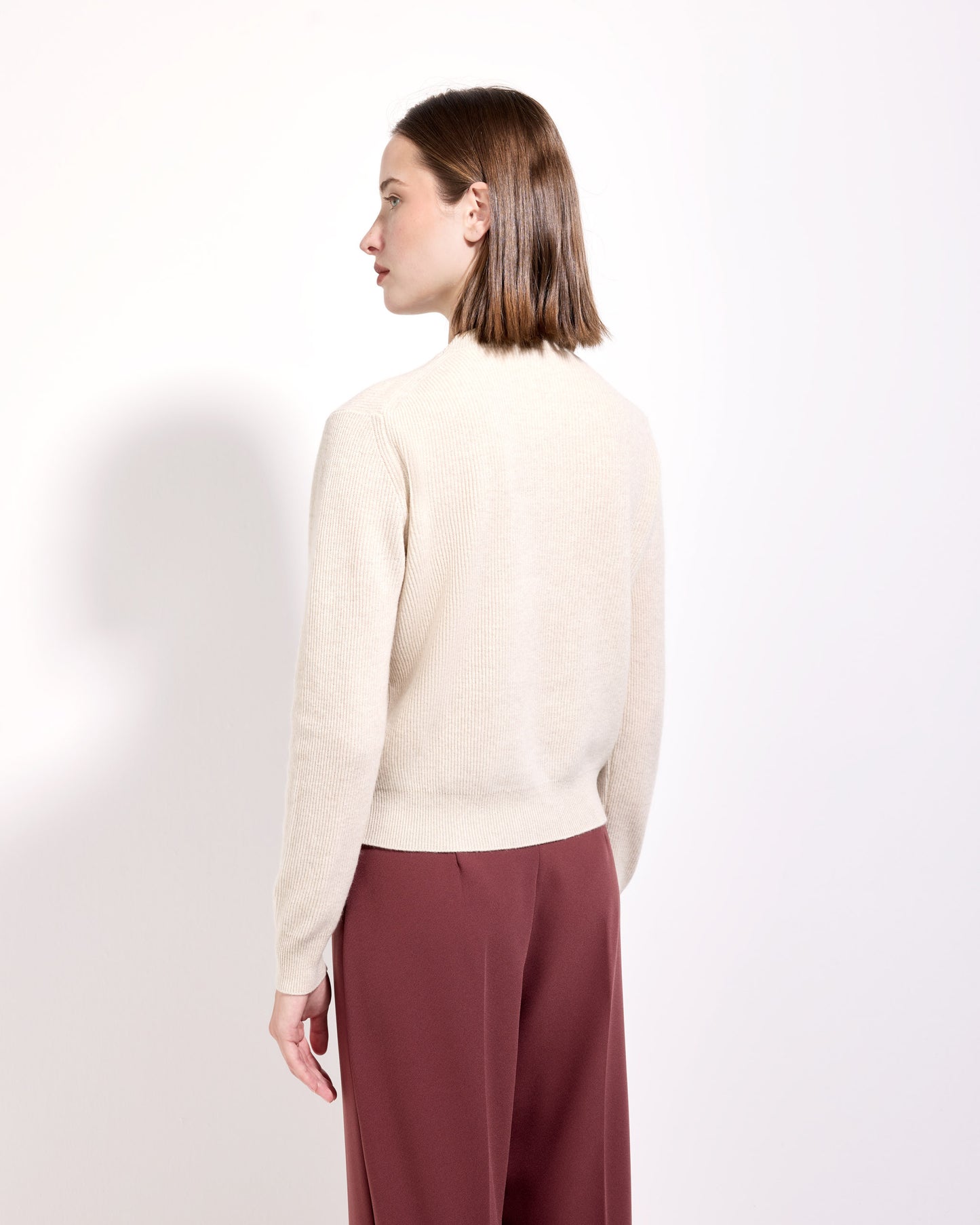 Girocollo costa inglese lana seta cashmere bianco lana