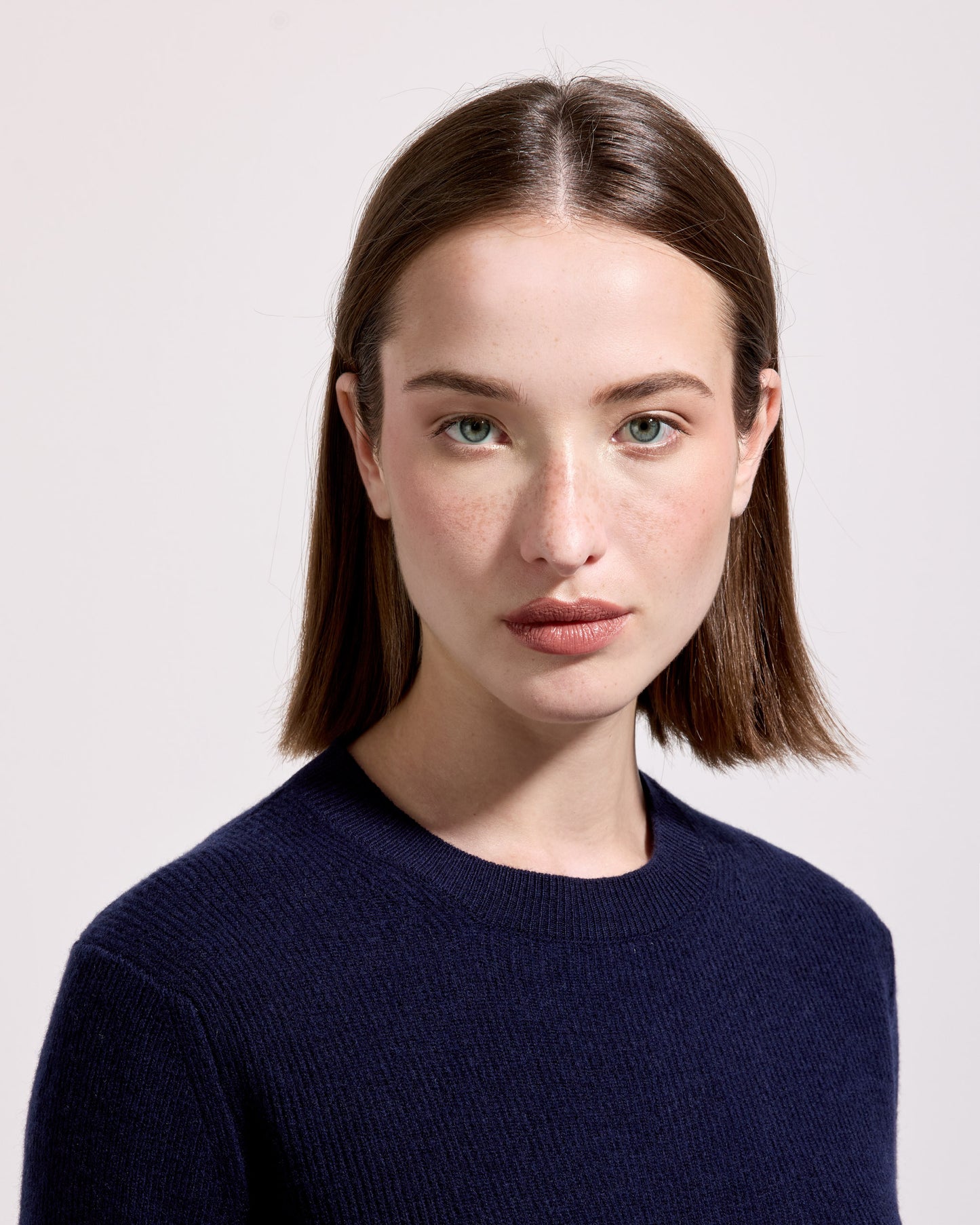 Girocollo costa inglese lana seta cashmere blu navy