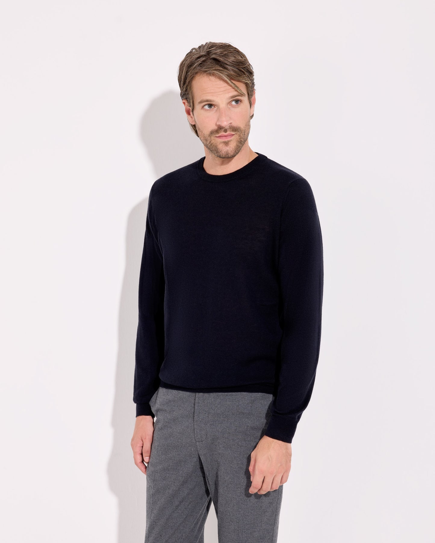 Girocollo lana cashmere blu navy
