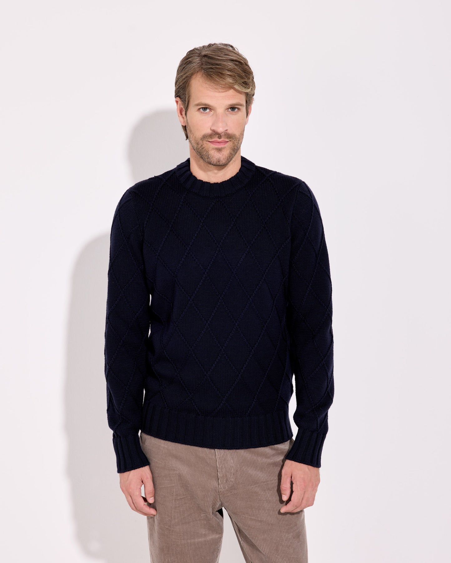 Girocollo lana merino blu navy