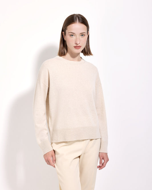 Girocollo lana seta cashmere bianco lana