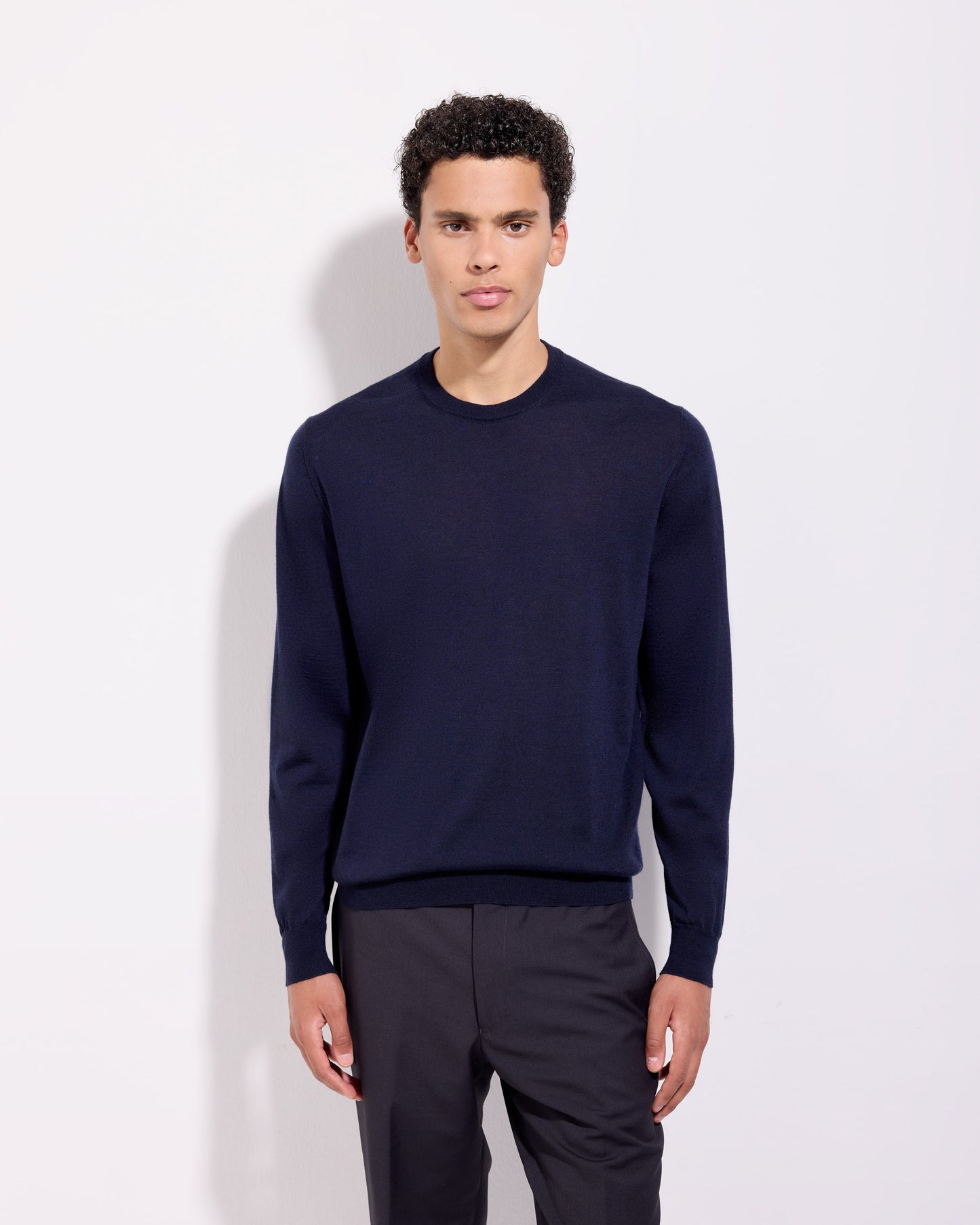 Girocollo lana seta cashmere blu navy