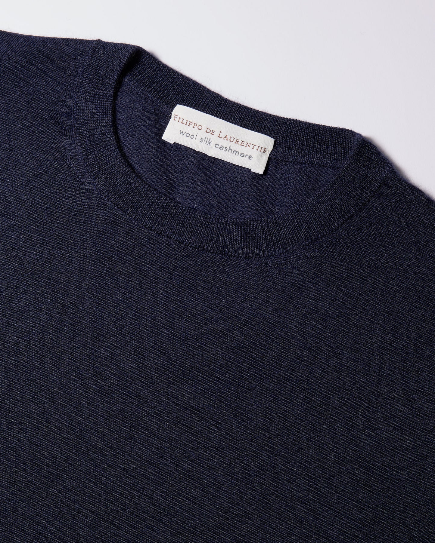 Girocollo lana seta cashmere blu navy