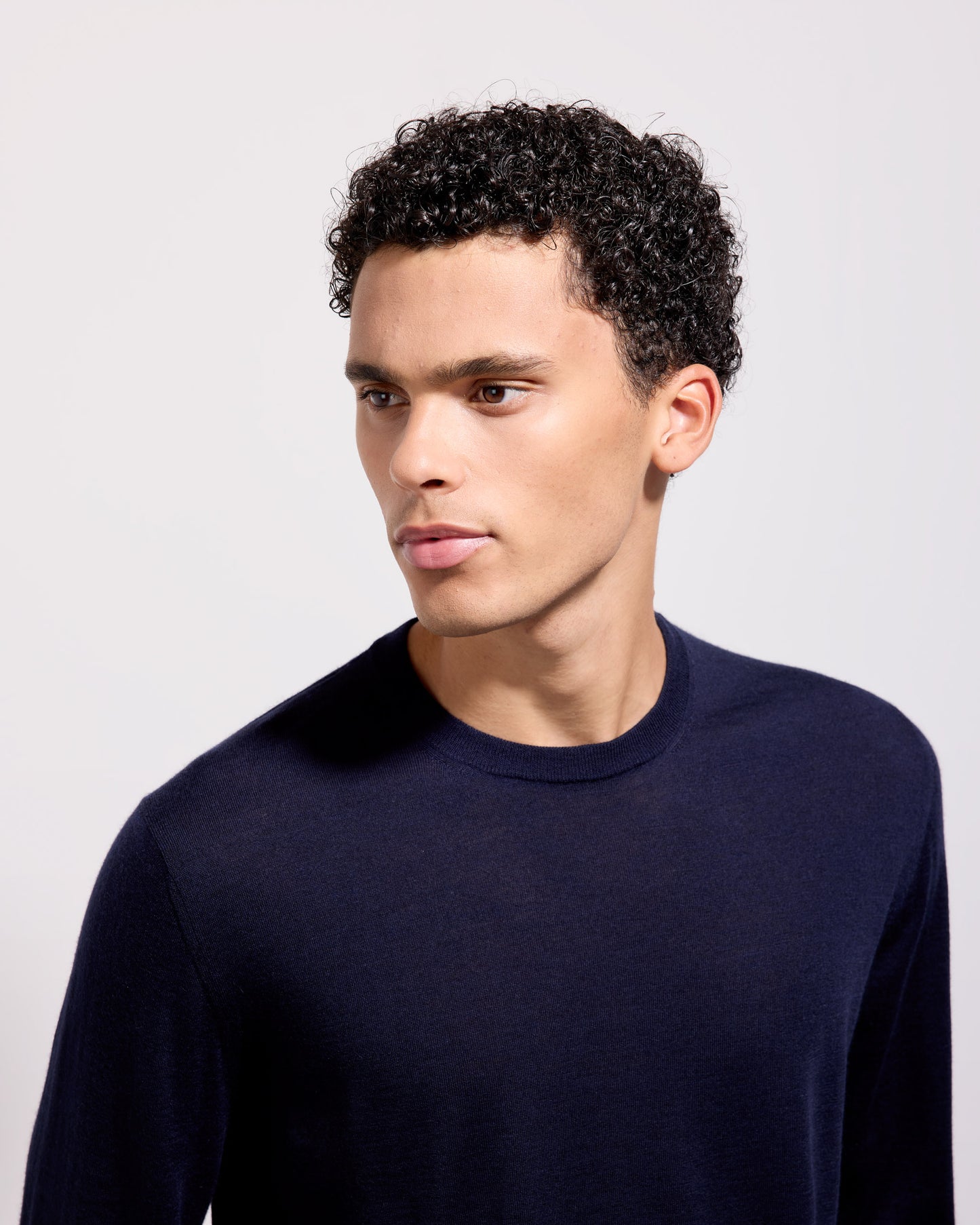 Girocollo lana seta cashmere blu navy