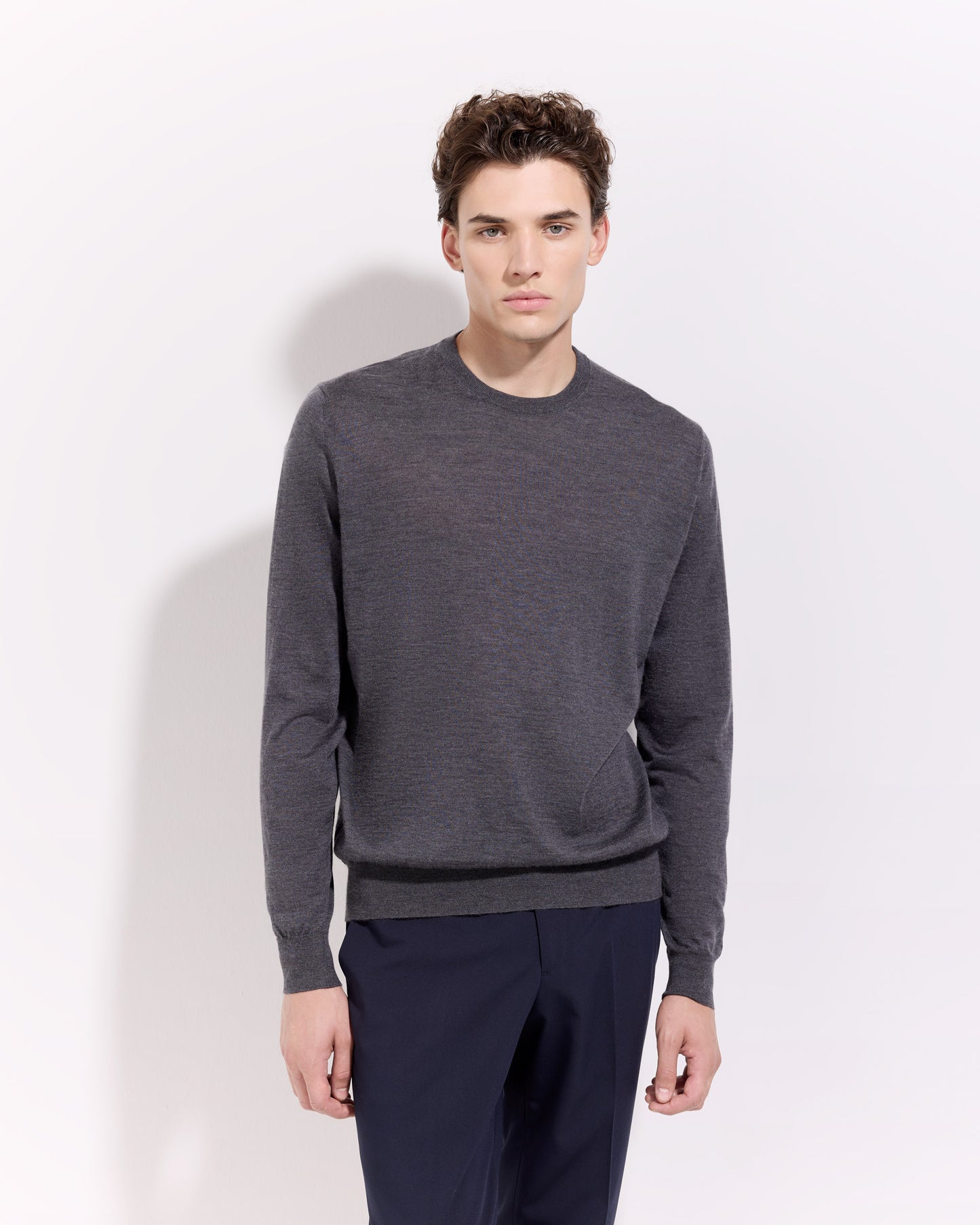 Girocollo lana seta cashmere grafite