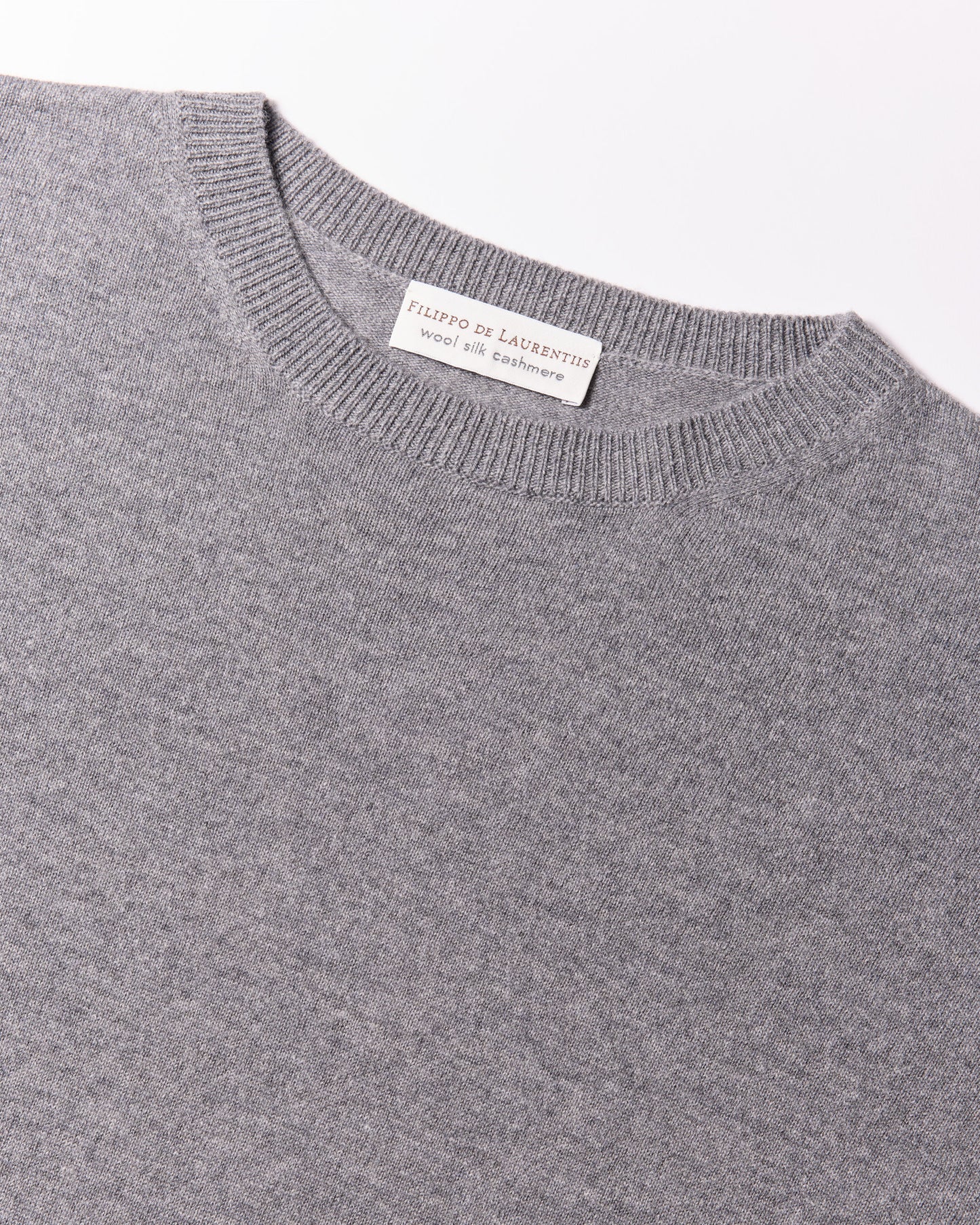 Girocollo lana seta cashmere grigio pietra