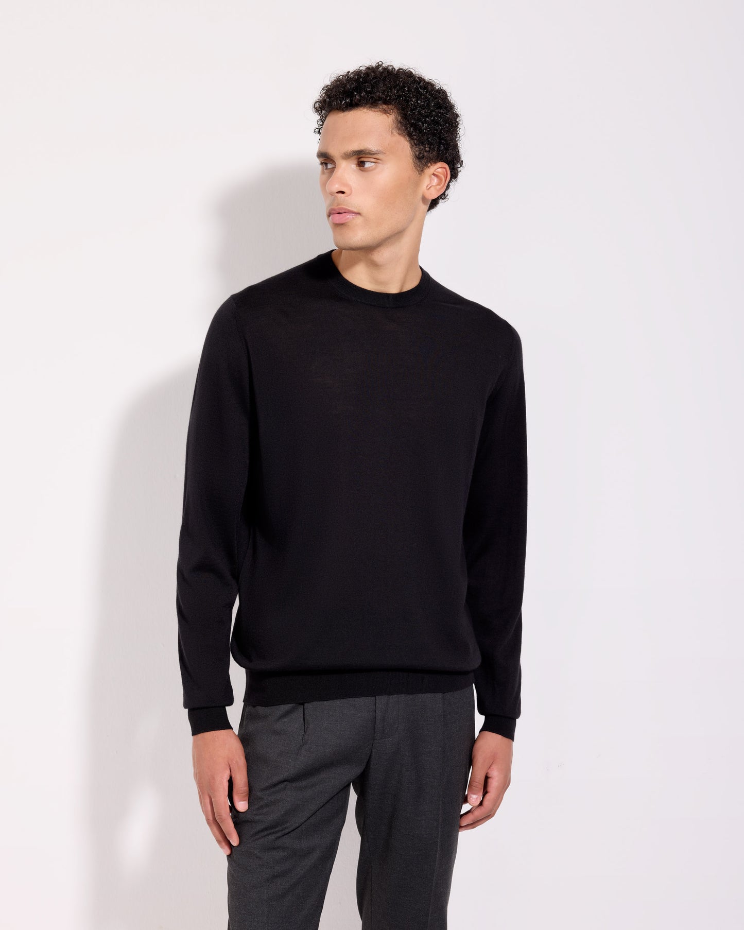 Girocollo lana seta cashmere nero
