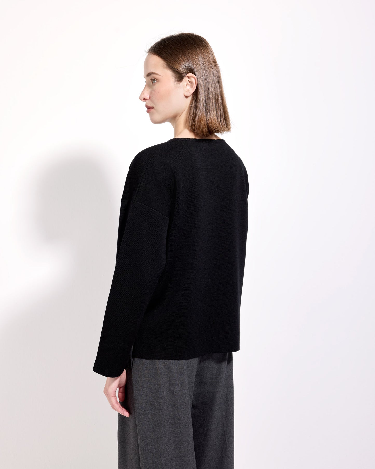 Girocollo punto milano royal merino nero