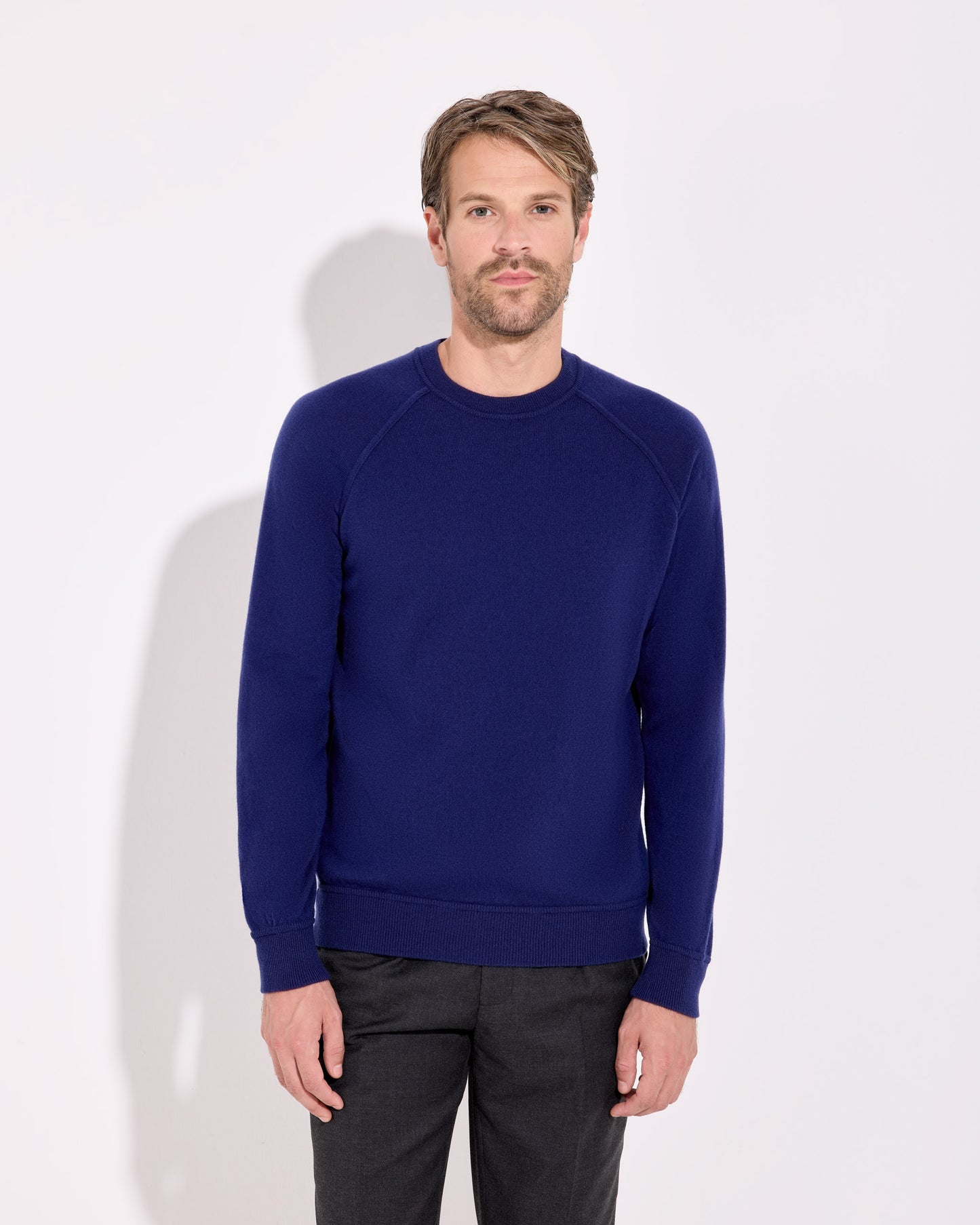 Girocollo raglan lana cashmere blu zaffiro
