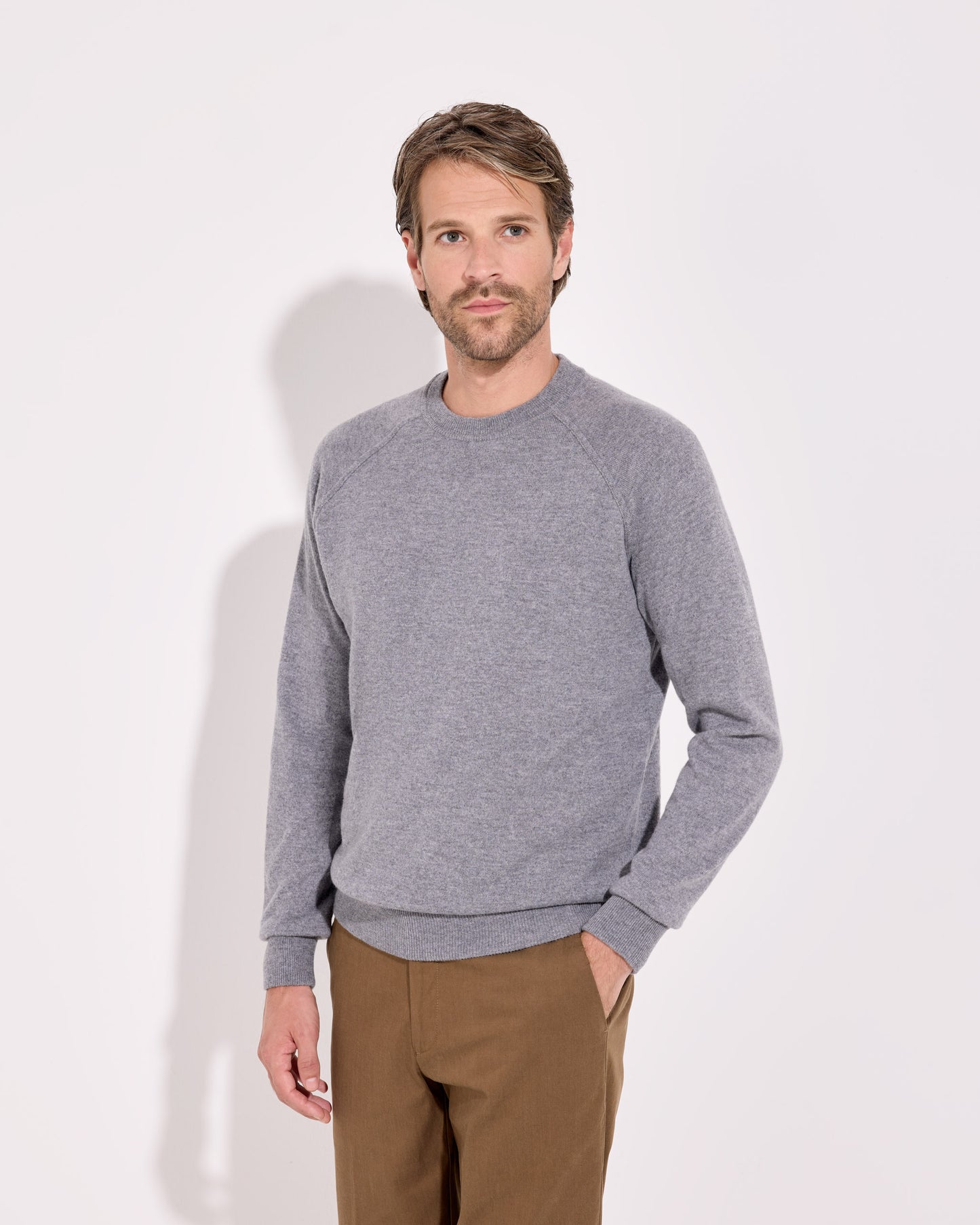 Girocollo raglan lana cashmere grigio