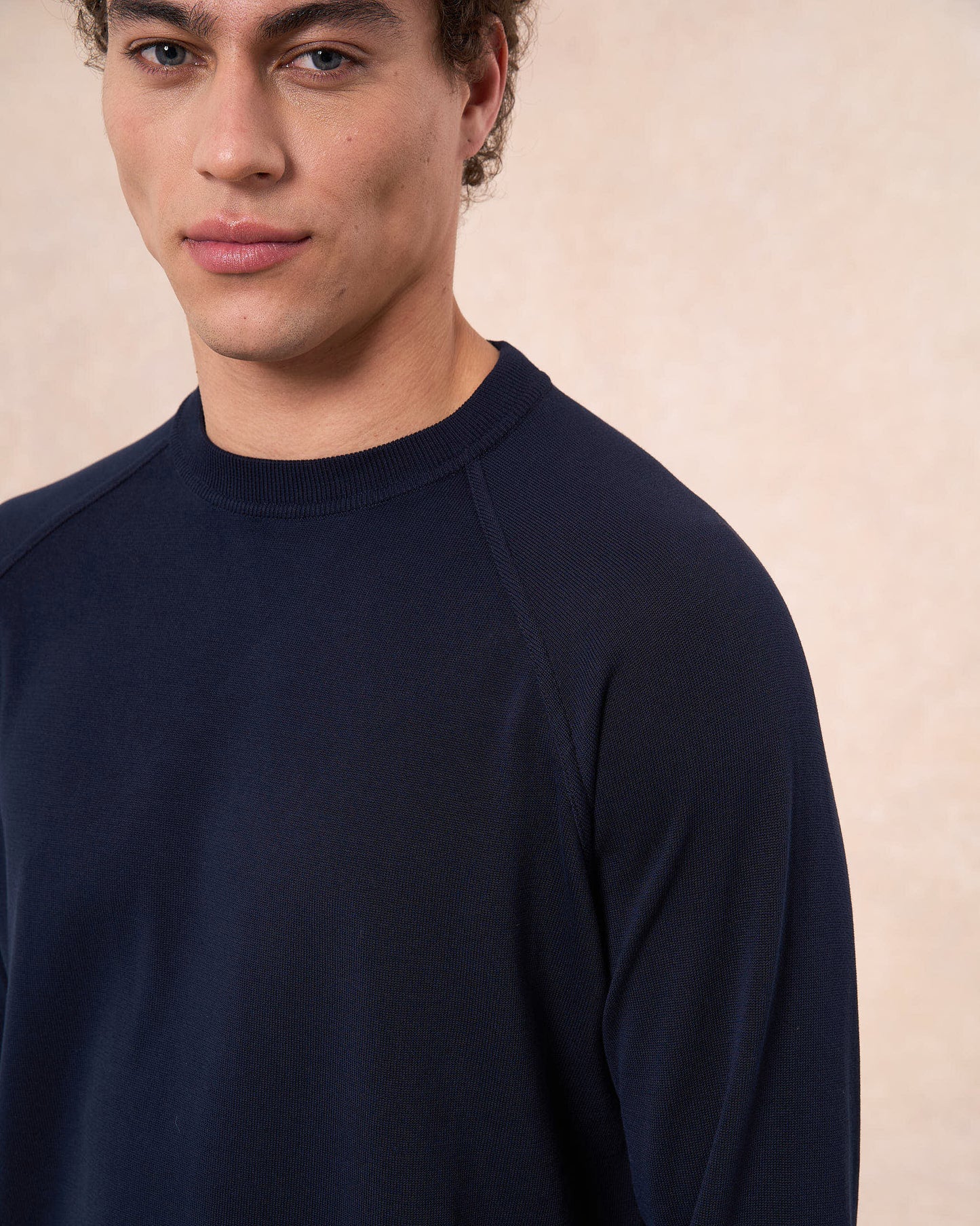 Maglia girocollo raglan blu navy in cotone
