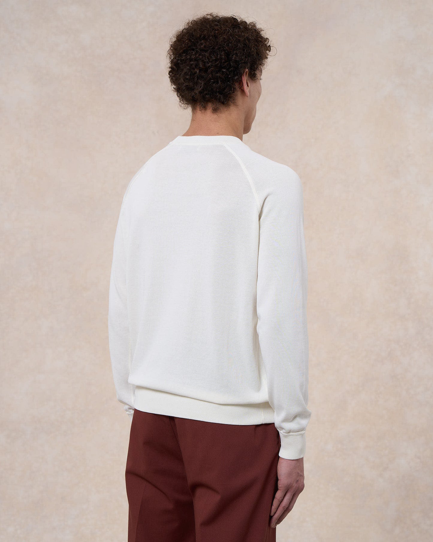 Maglia girocollo raglan bianco latte in cotone