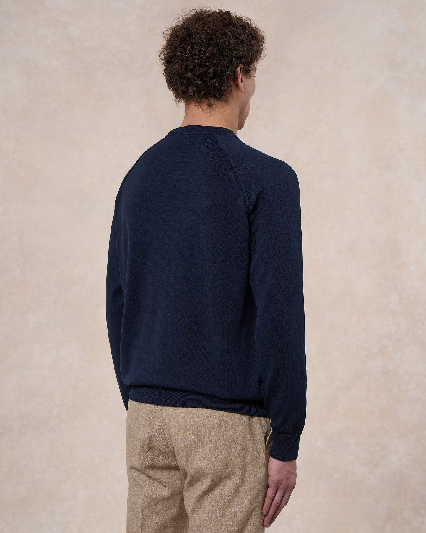 Maglia girocollo raglan blu navy in cotone