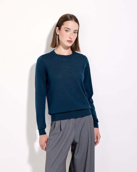 Girocollo royal merino turchese scuro