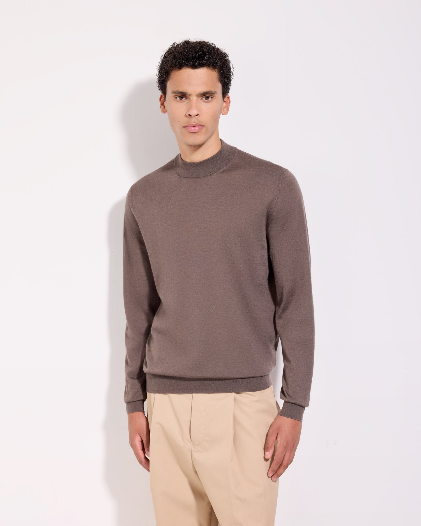 Lupetto lana seta cashmere cacao