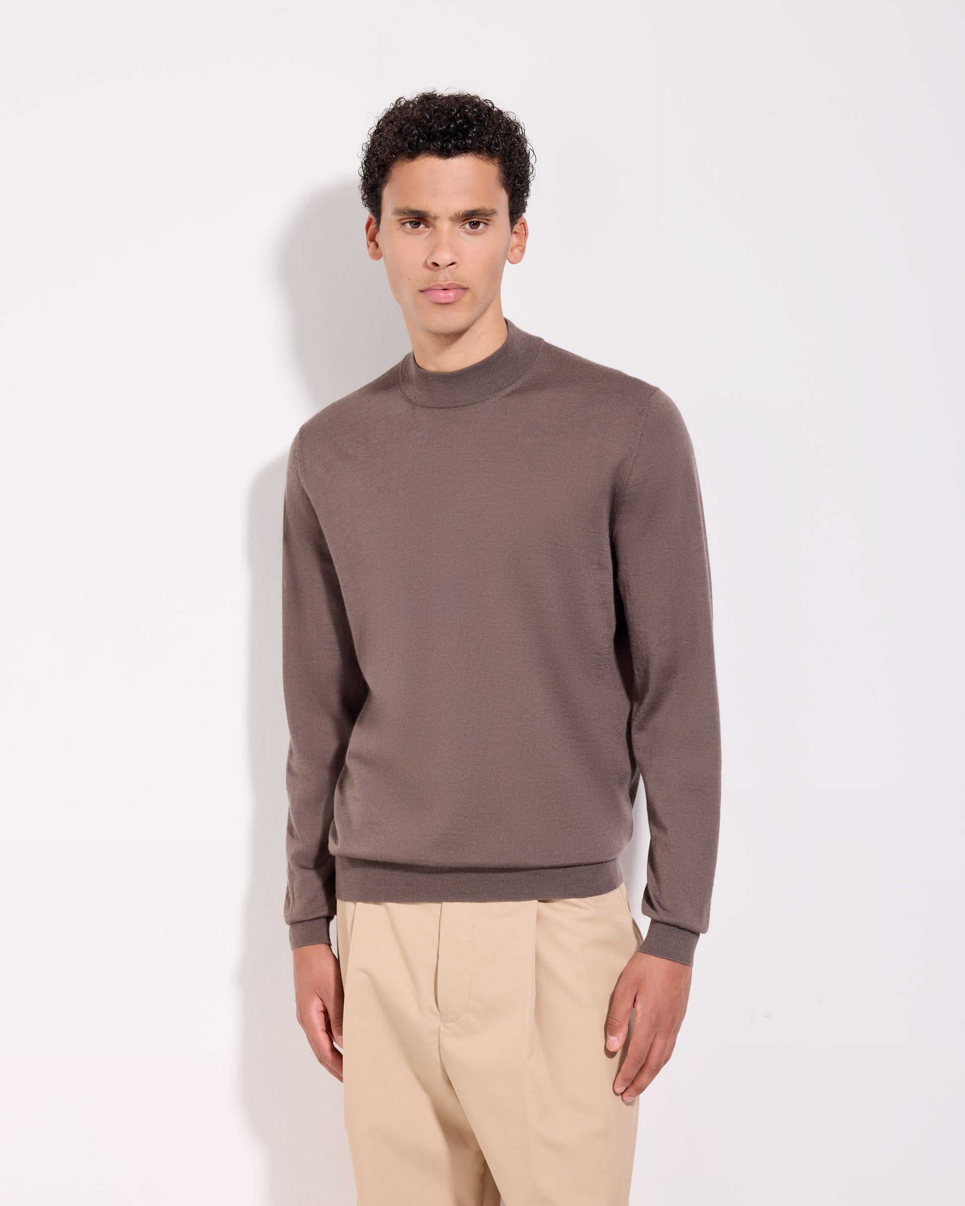 Lupetto lana seta cashmere cacao