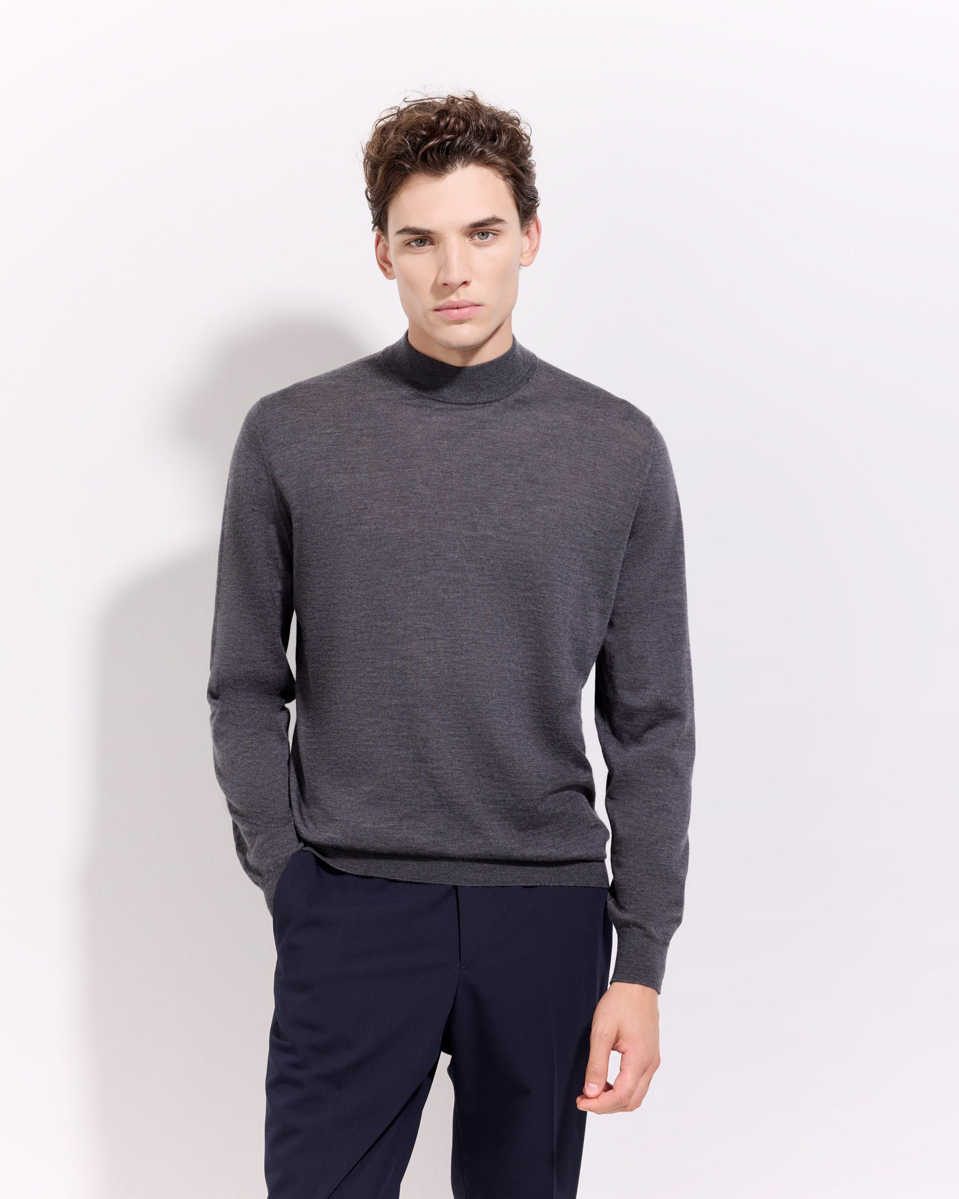 Lupetto lana seta cashmere grafite