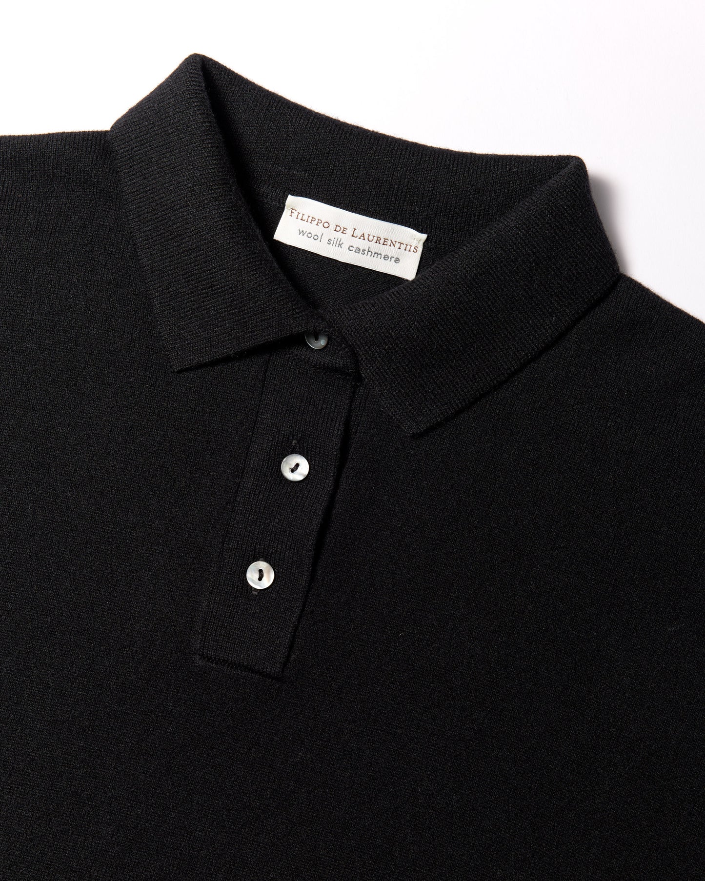 Maglia a polo lana seta cashmere nero