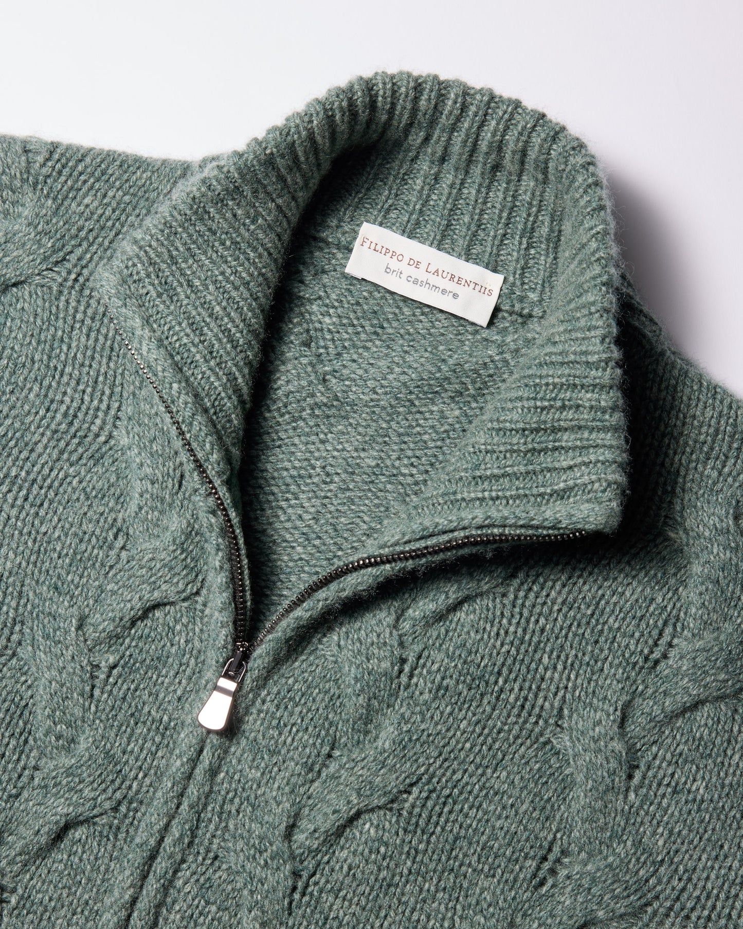 Fullzip trecce cashmere verde salvia