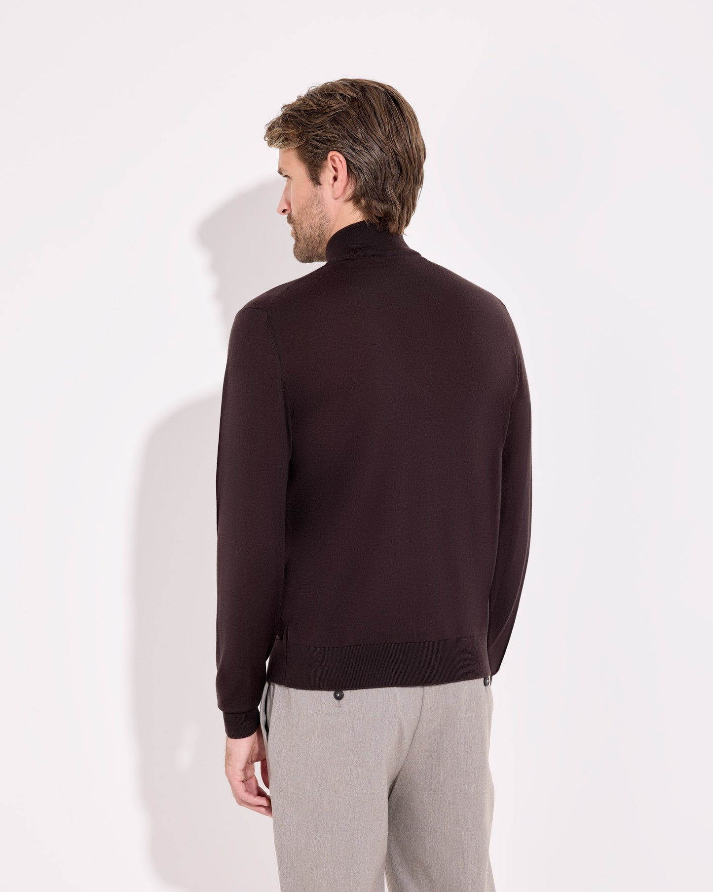 Maglia fullzip royal merino caffè