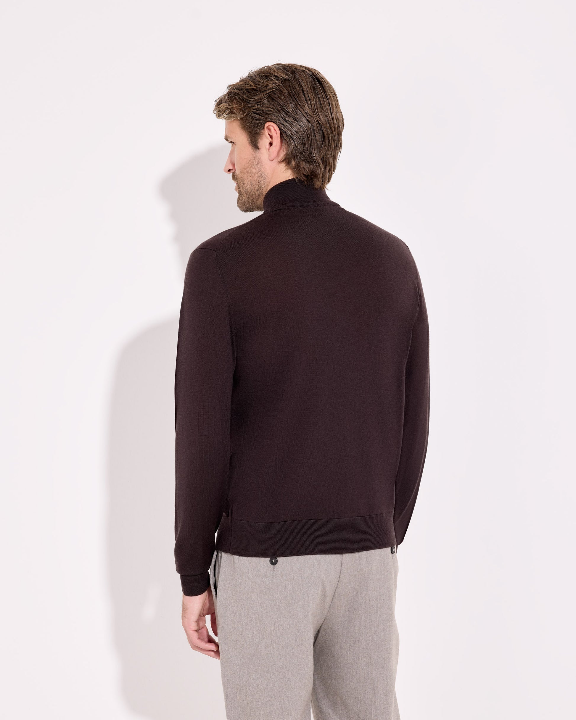Maglia fullzip royal merino caffè