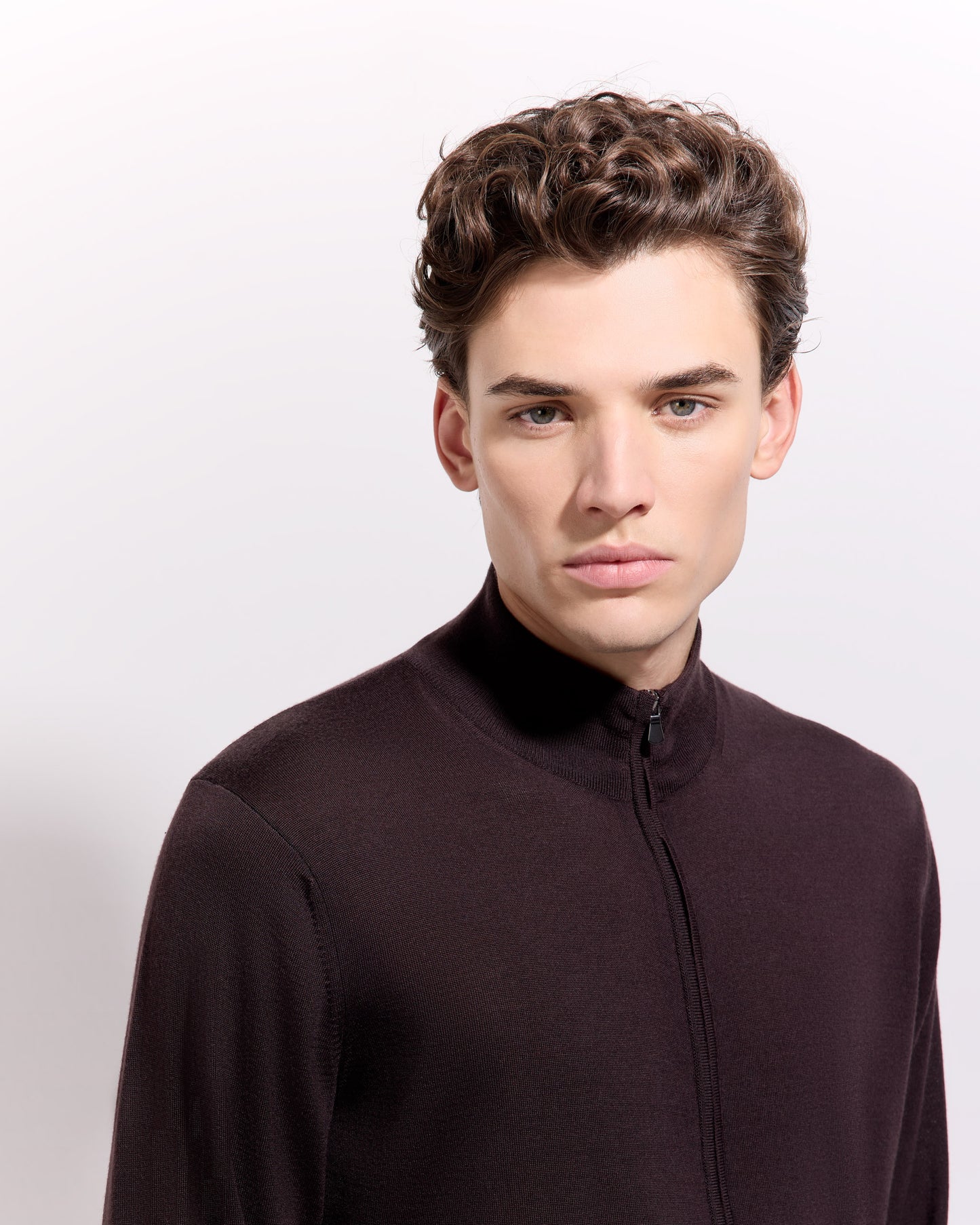 Maglia fullzip royal merino caffè
