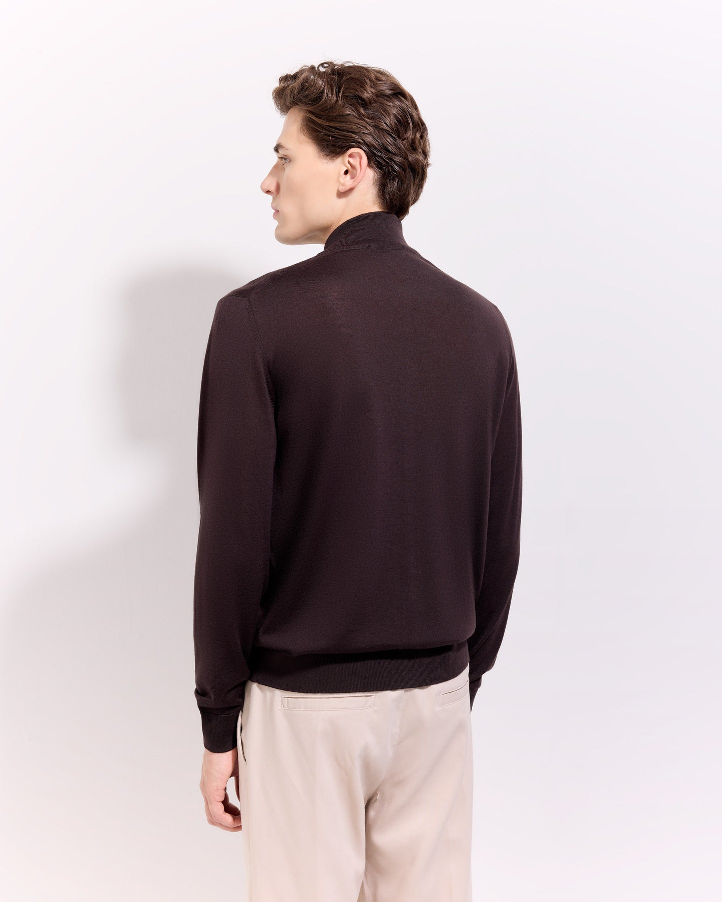 Maglia fullzip royal merino caffè