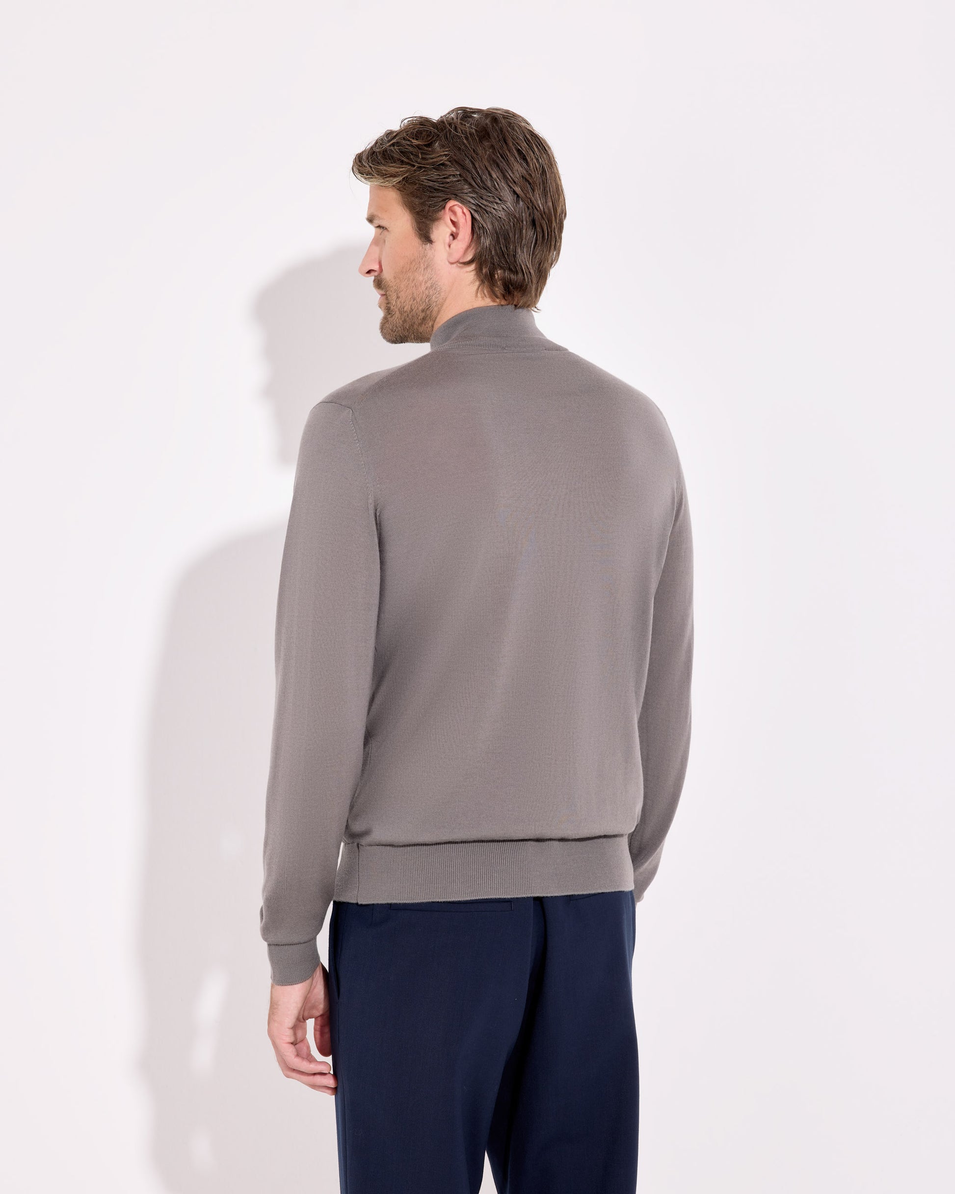 Maglia fullzip royal merino tortora