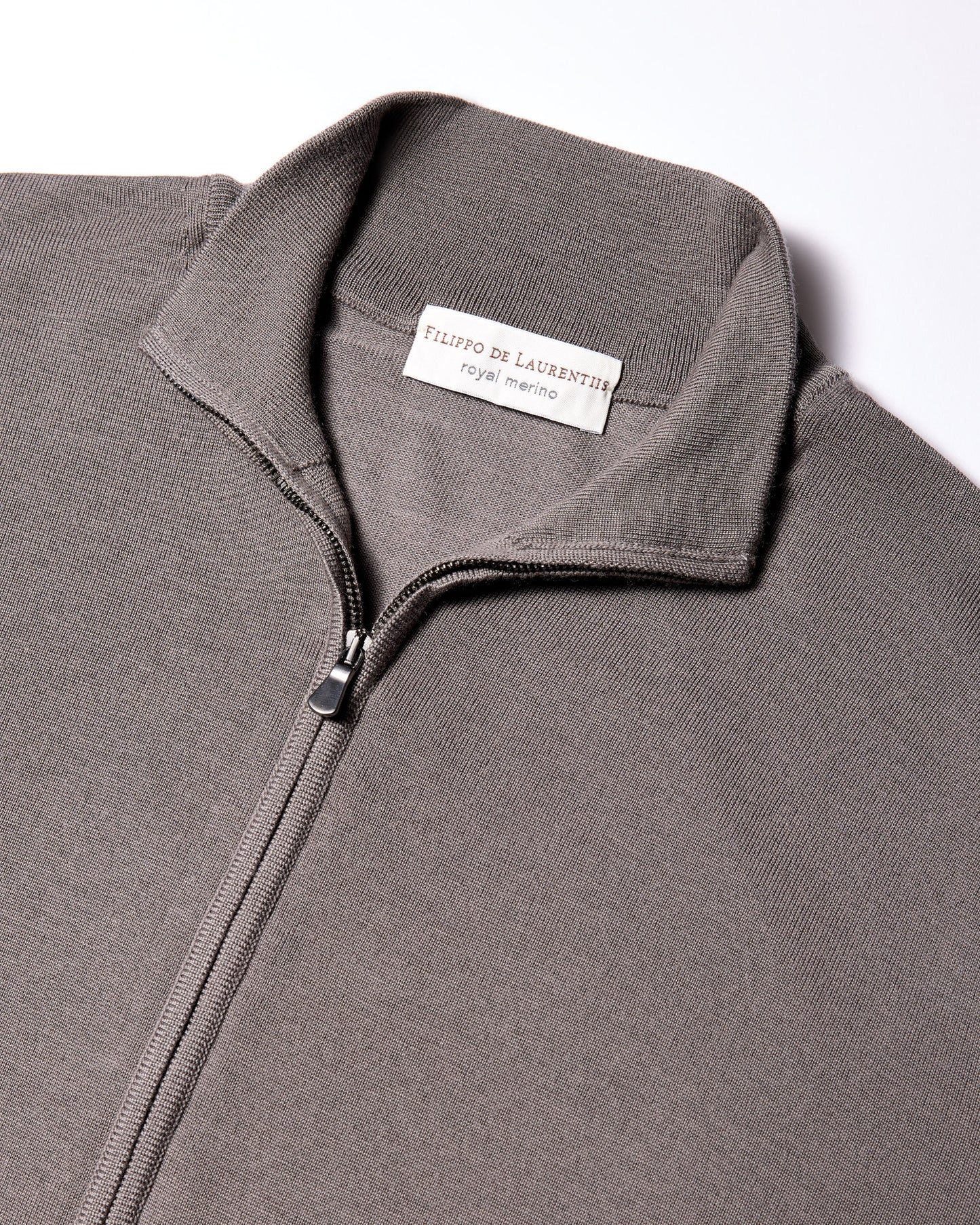 Maglia fullzip royal merino tortora