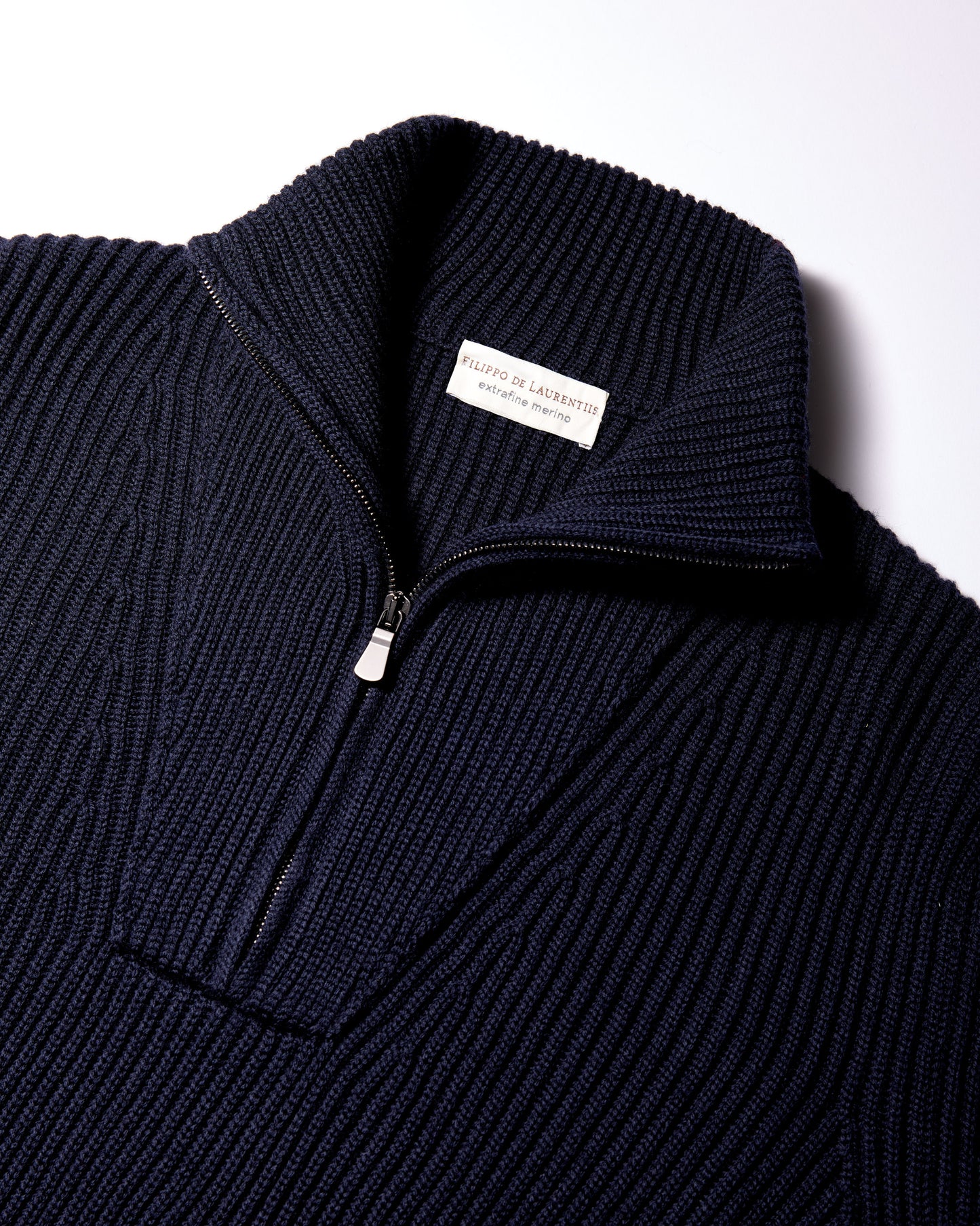 Maglia mezza zip lana merino blu navy