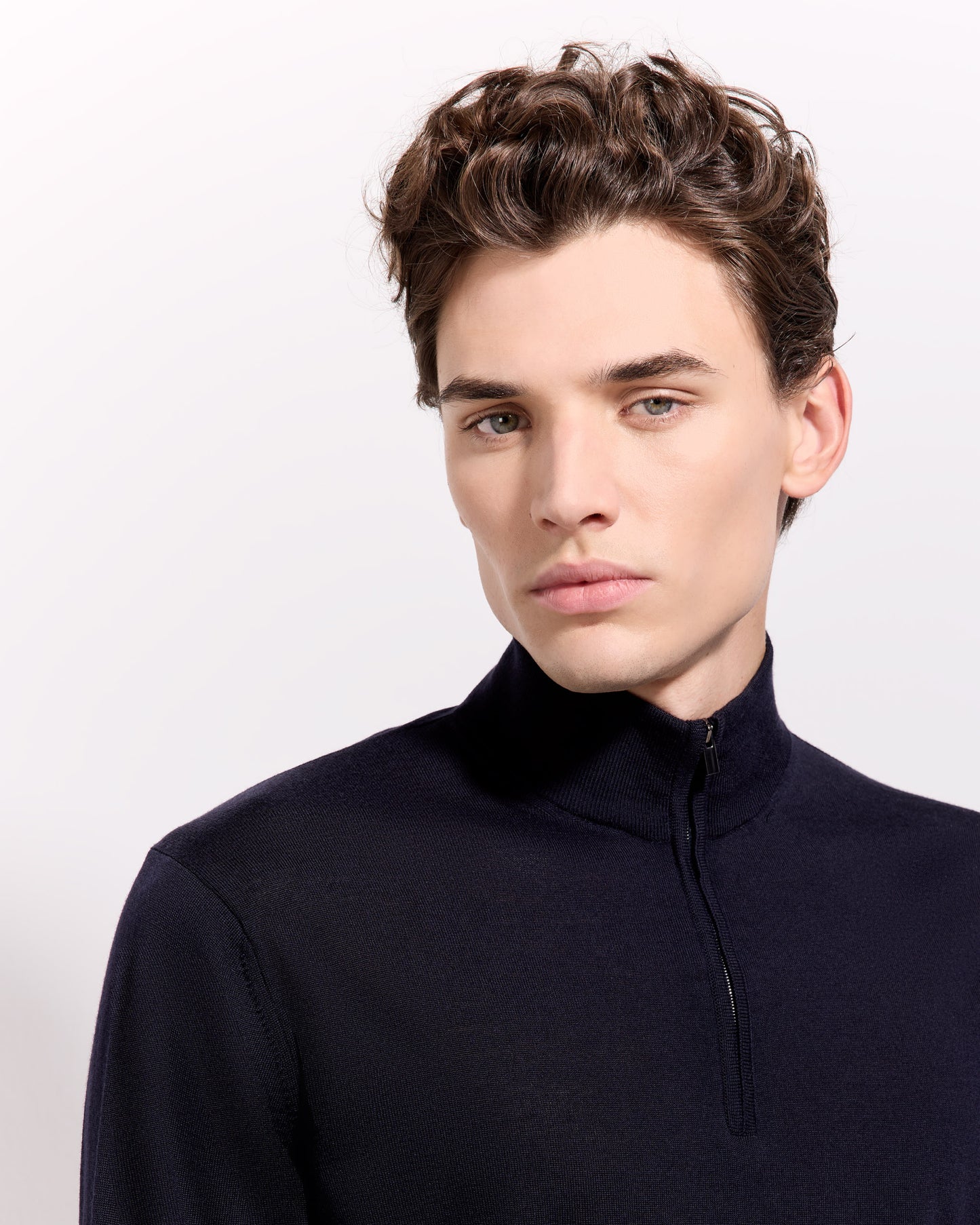 Maglia mezza zip royal merino blu navy