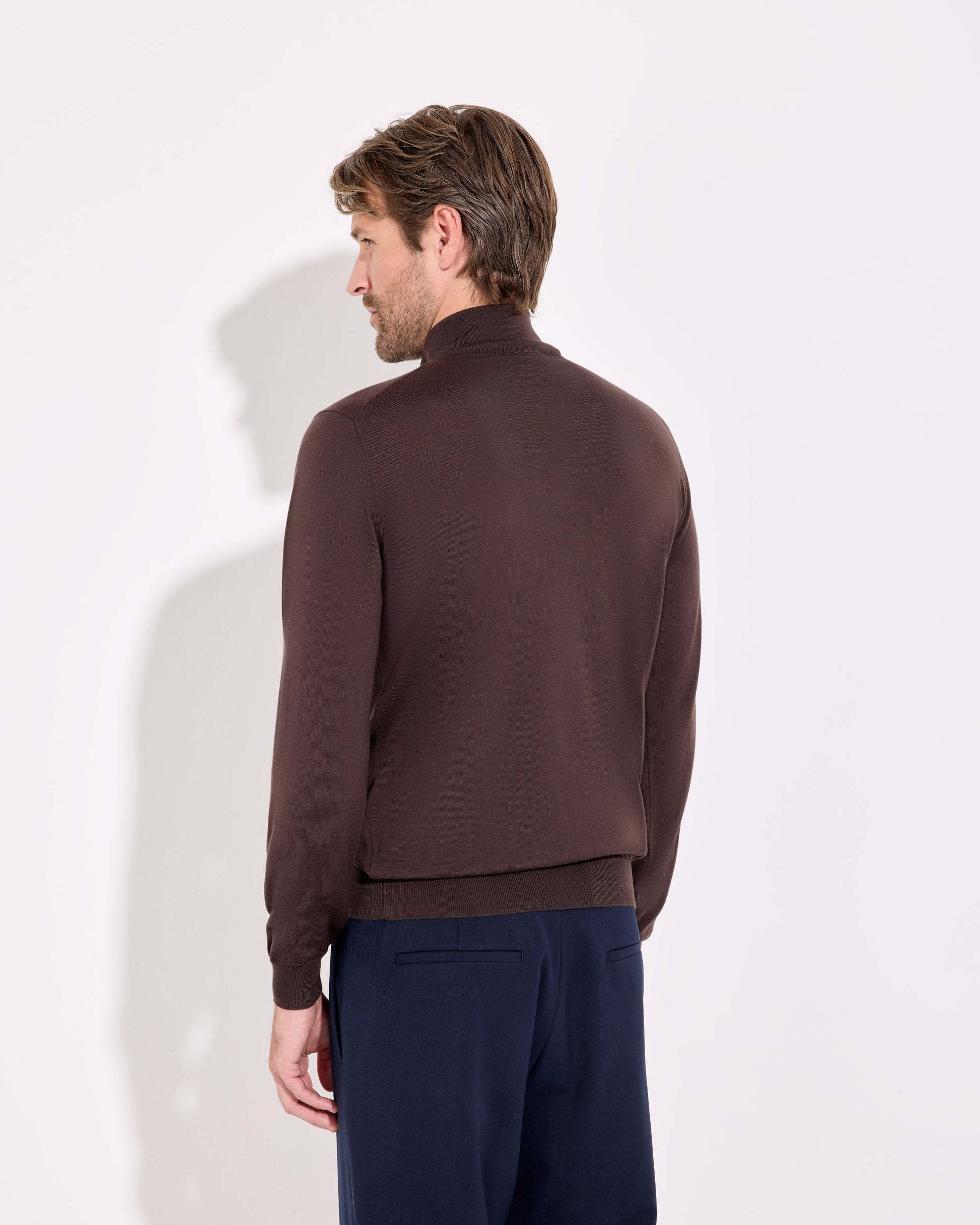 Maglia mezza zip royal merino cioccolato