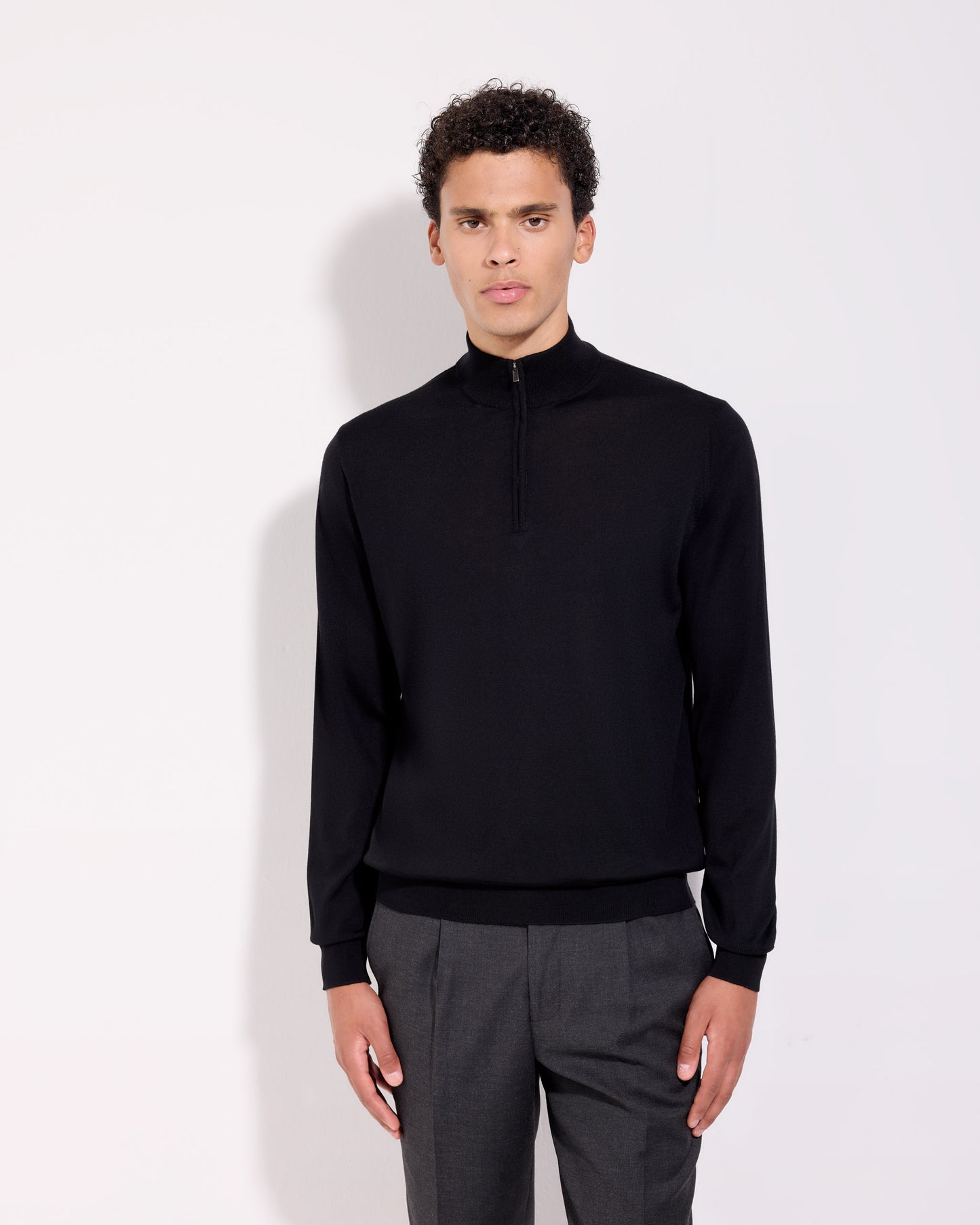 Maglia mezza zip royal merino nero