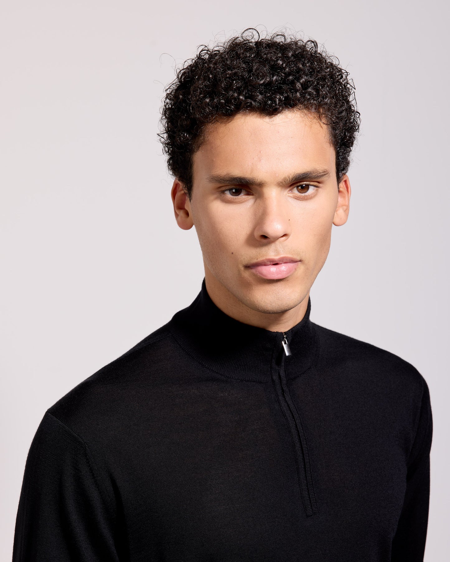 Maglia mezza zip royal merino nero