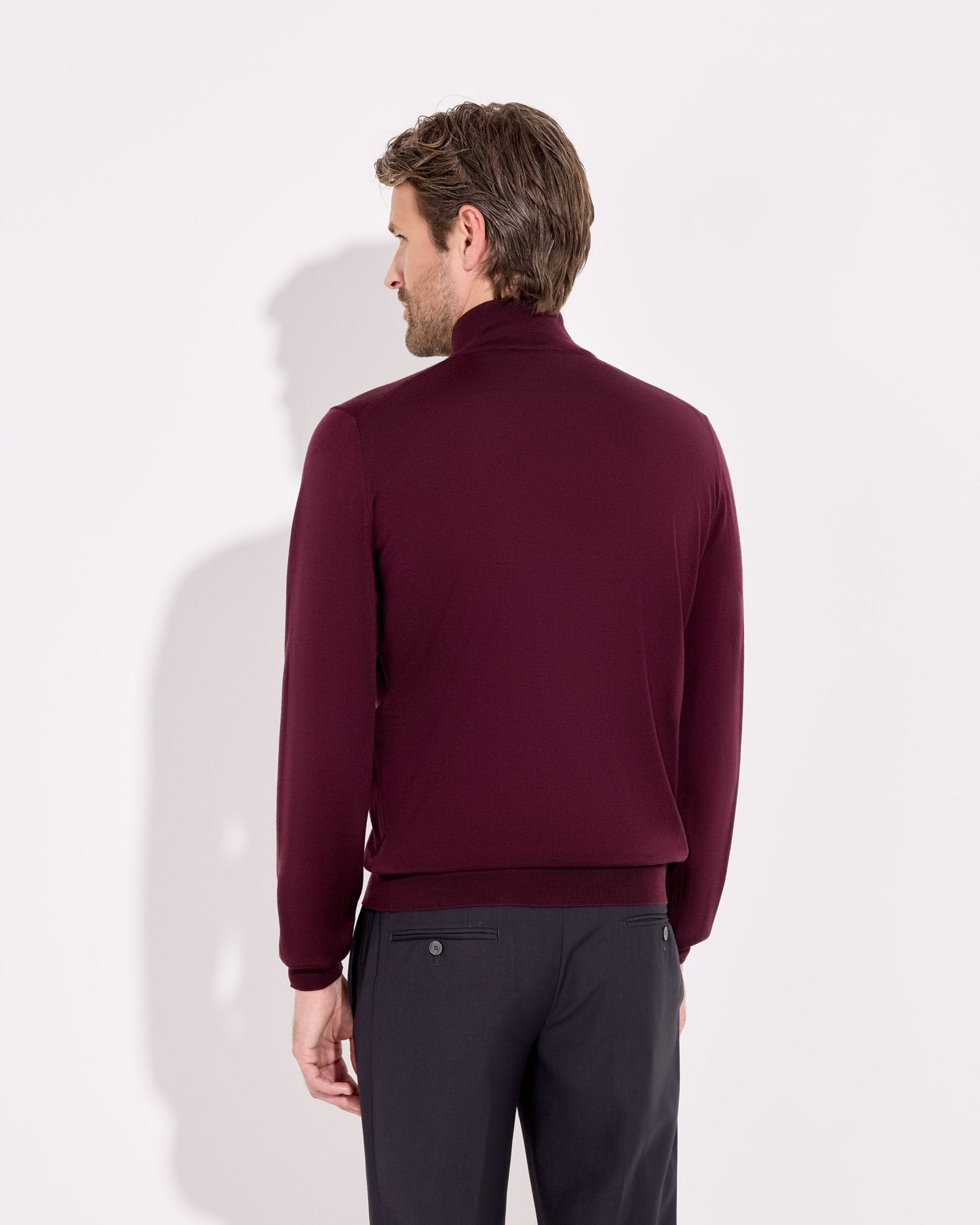 Maglia mezza zip royal merino rosso bruciato