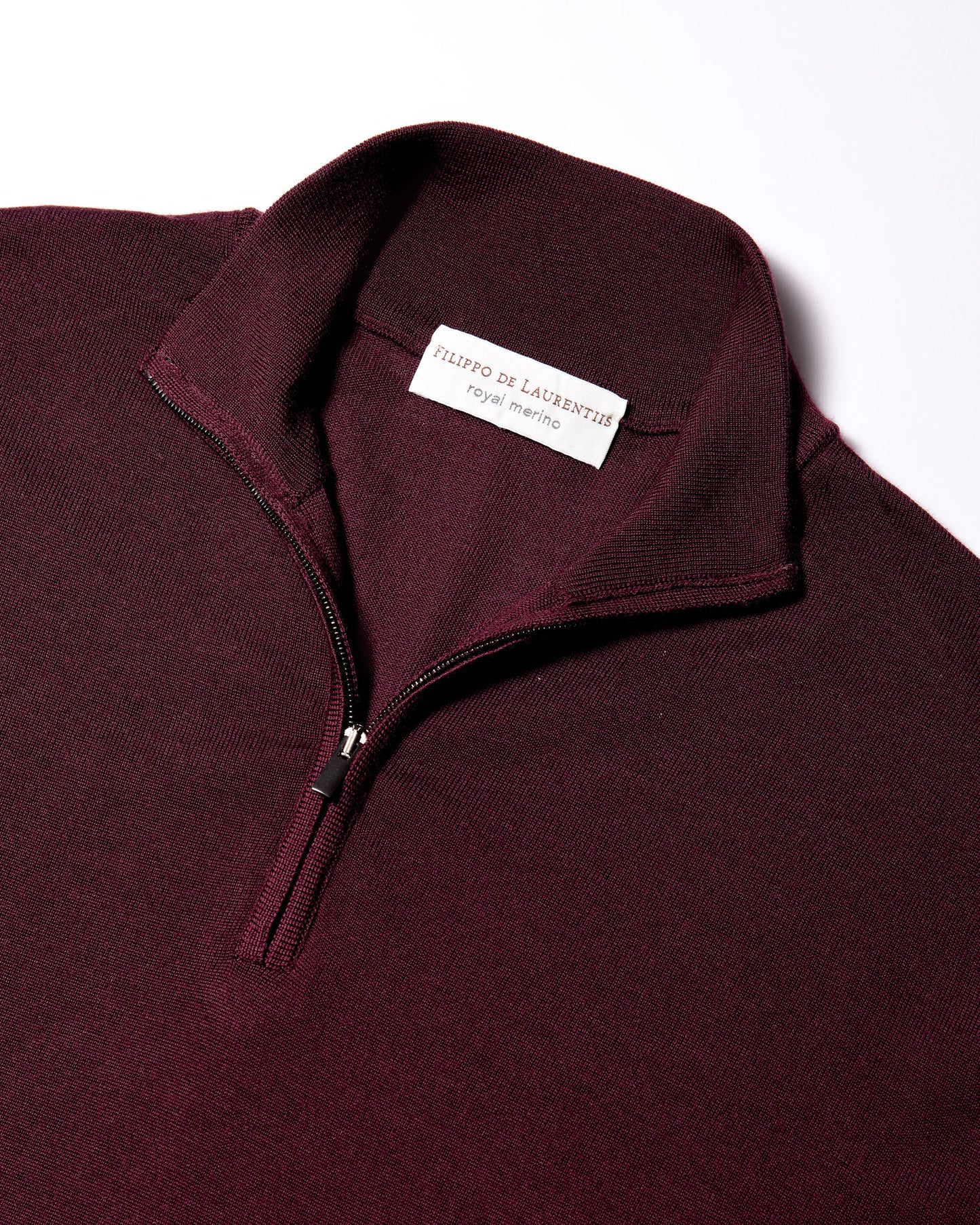 Maglia mezza zip royal merino rosso bruciato