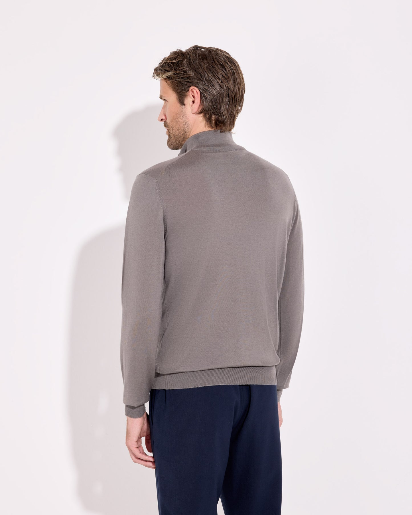 Maglia mezza zip royal merino tortora