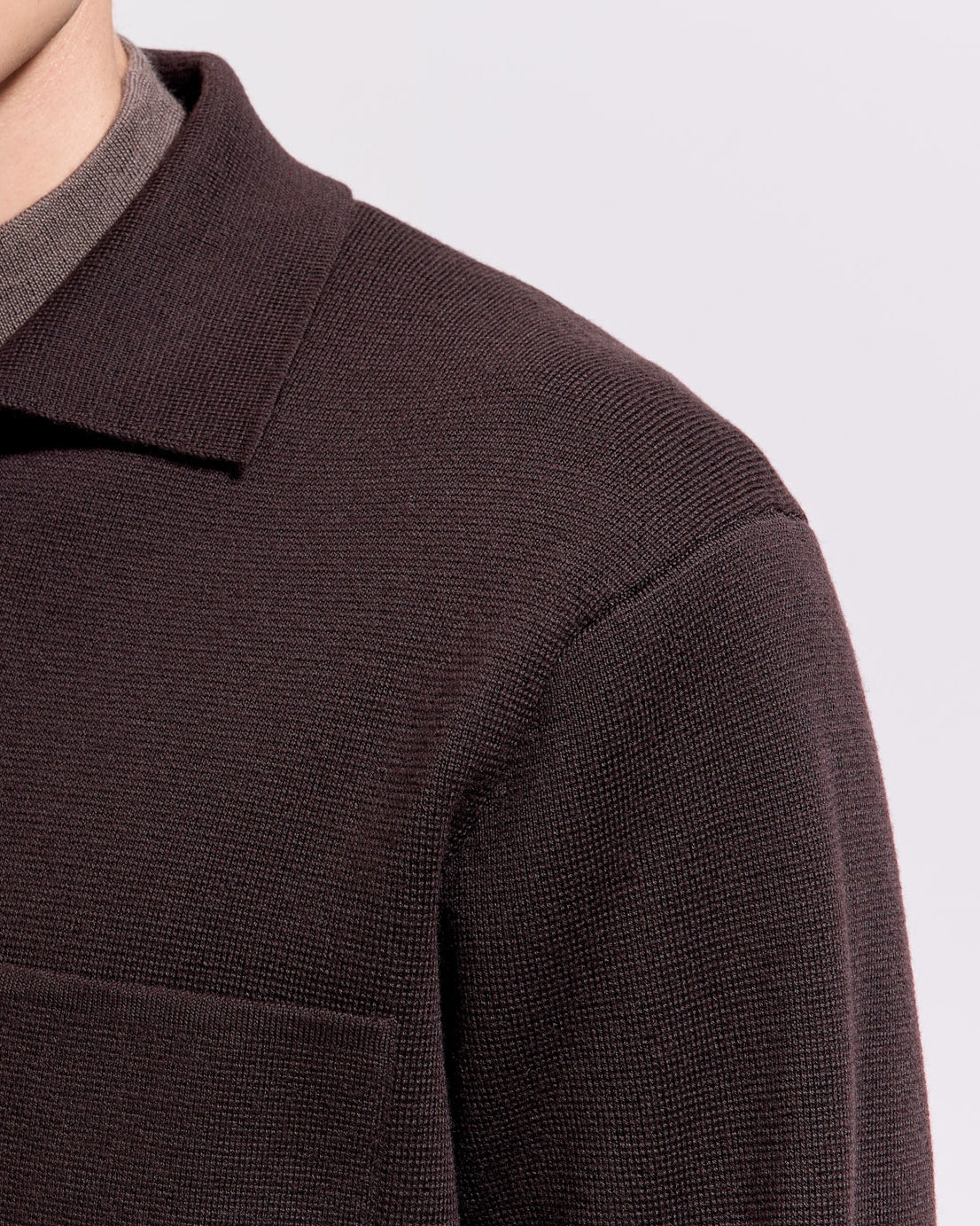 Overshirt punto milano lana merino cioccolato