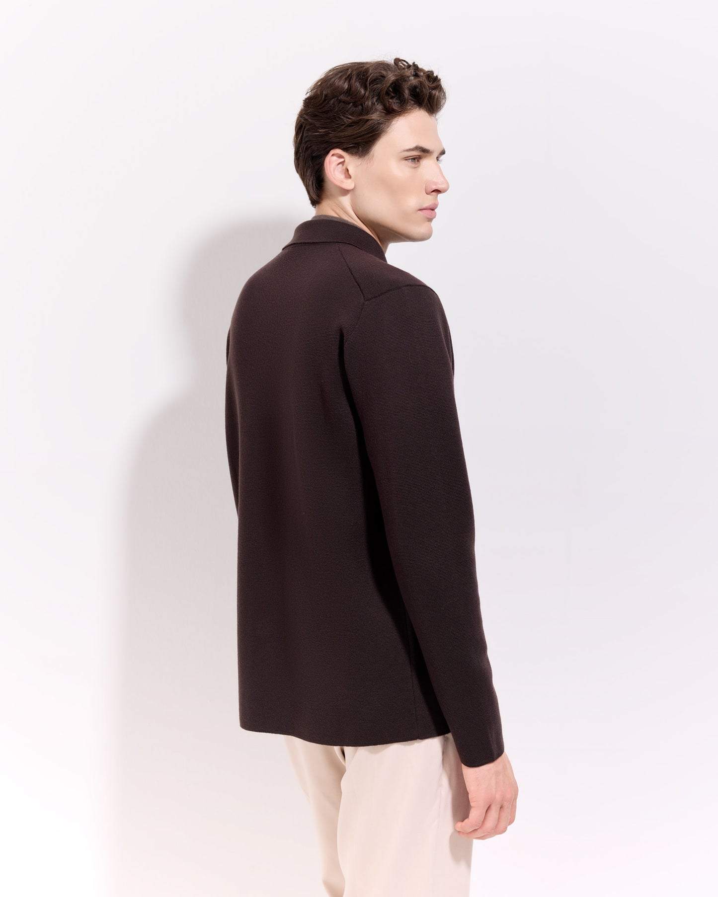 Overshirt punto milano lana merino cioccolato