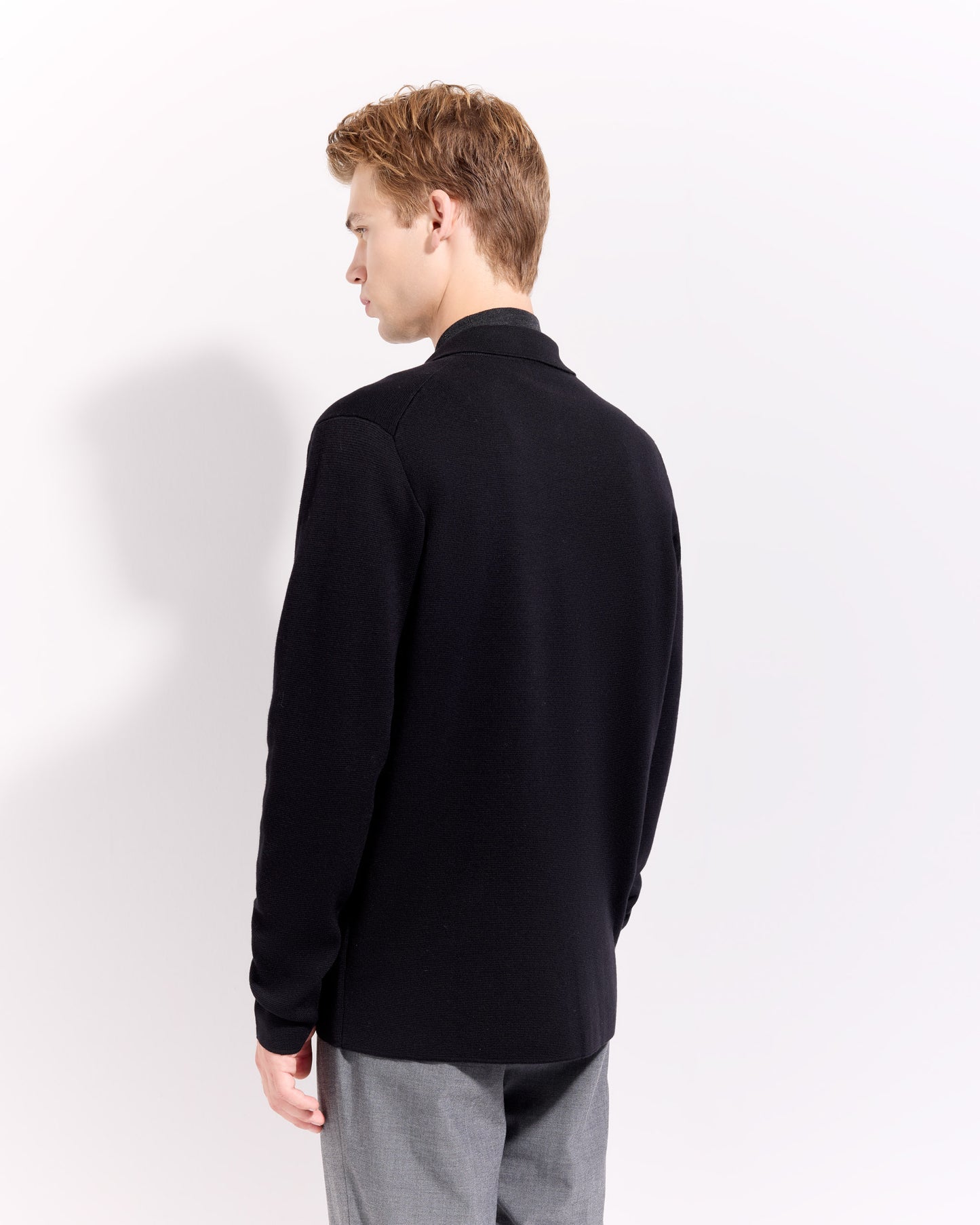Overshirt punto milano lana merino nero
