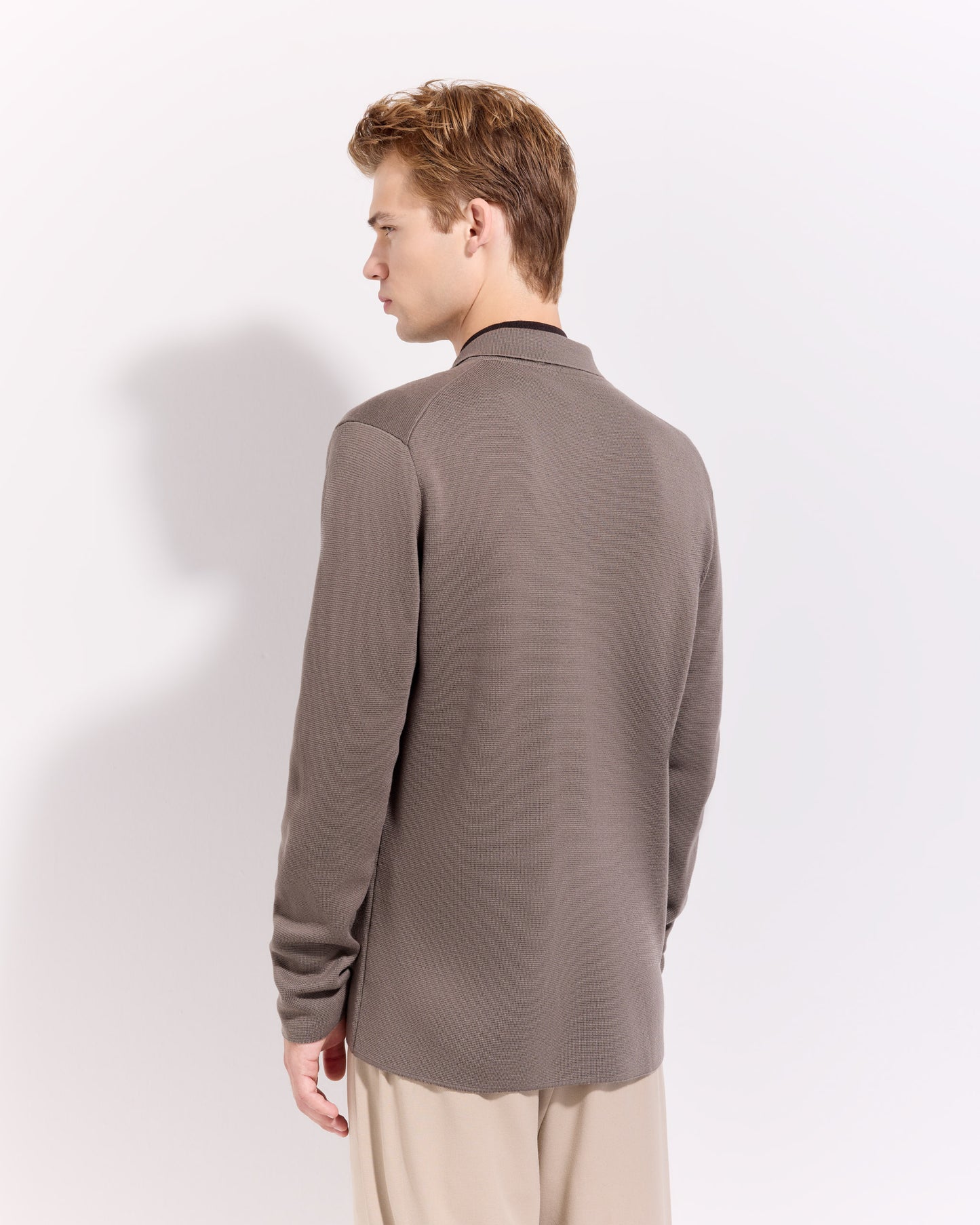 Overshirt punto milano lana merino verde salvia