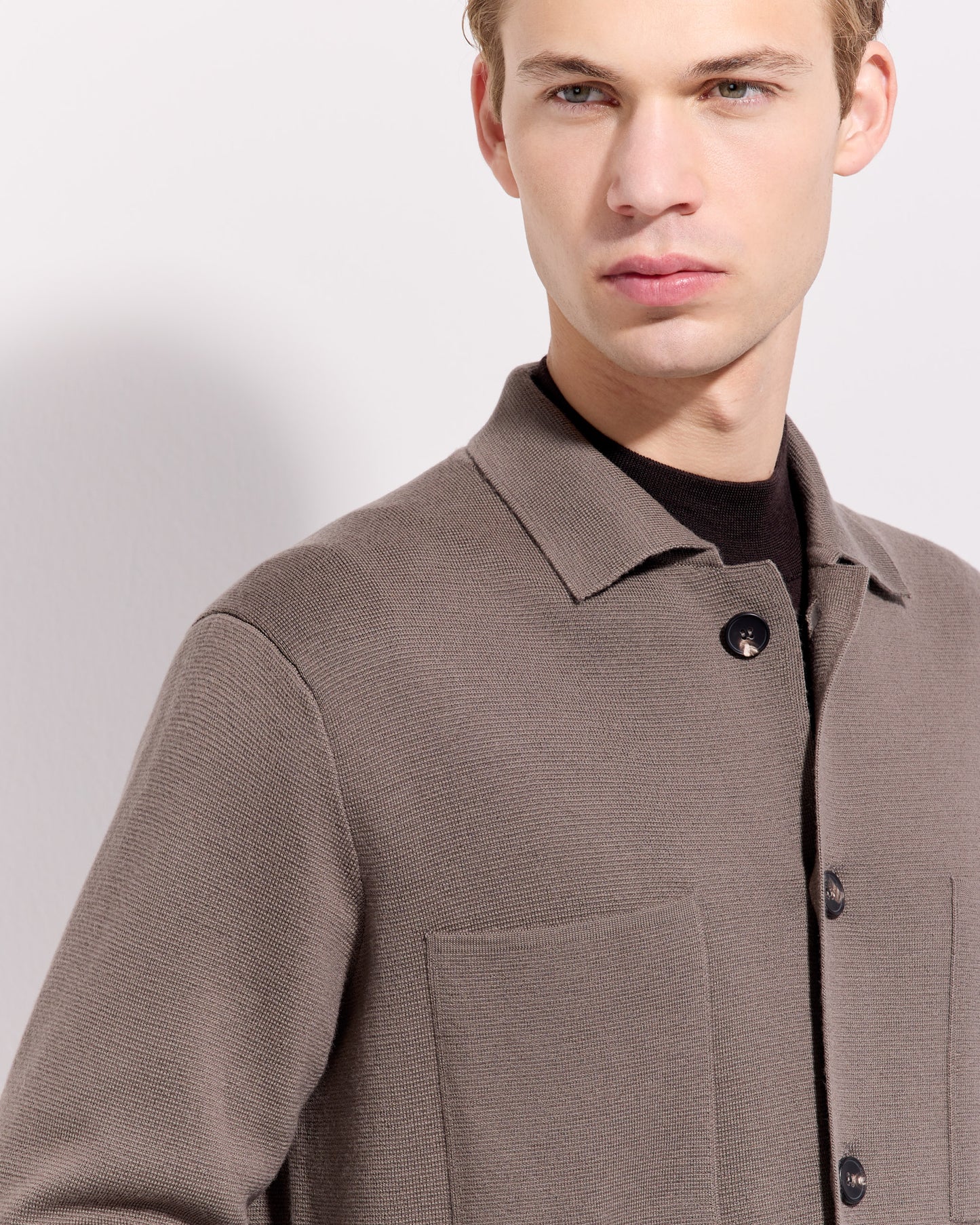 Overshirt punto milano lana merino verde salvia