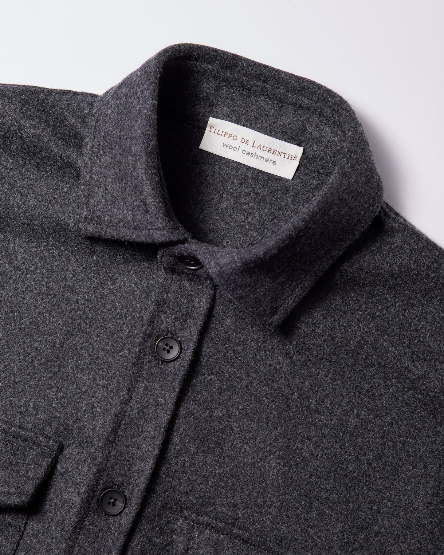 Overshirt in tessuto infeltrito lana cashmere antracite