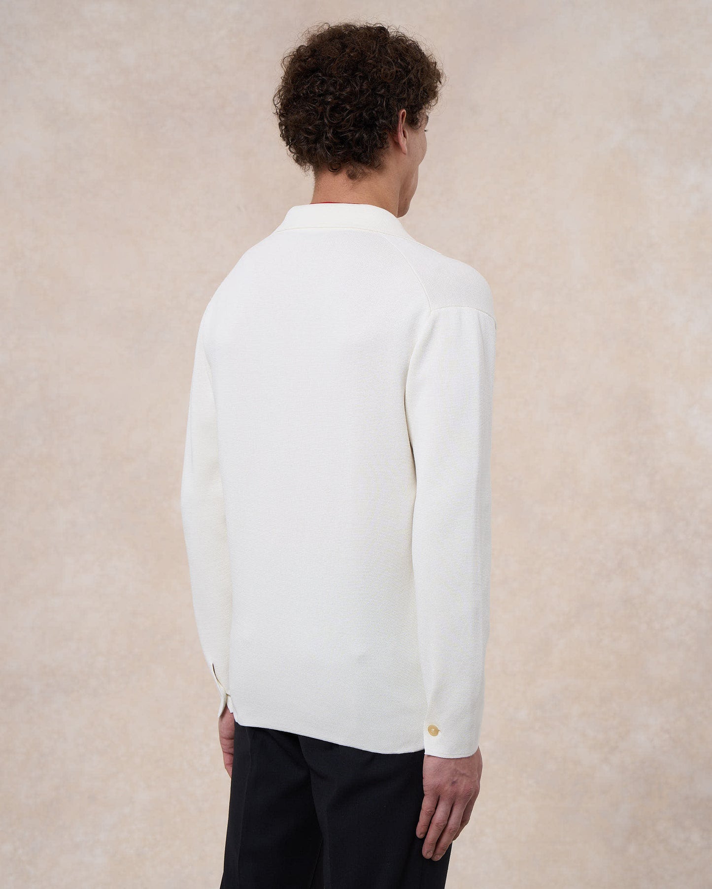 Overshirt bianco latte in cotone in punto milano