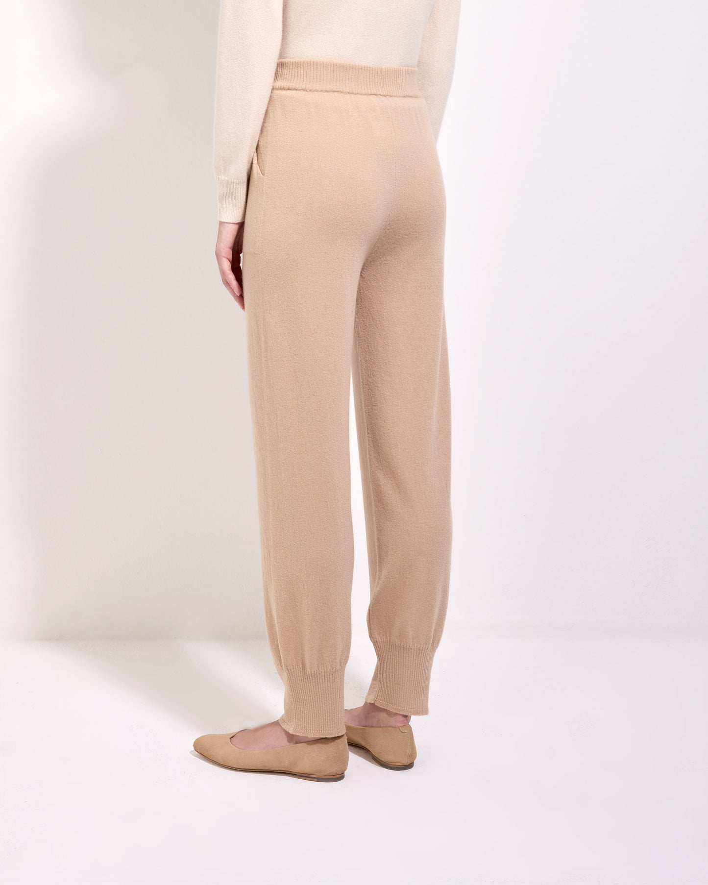 Pantalone lana cashmere seta cammello chiaro